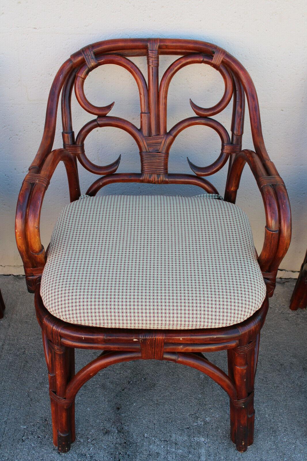 Hand-Crafted Set of 6 Ralph Lauren Collection Rattan Dining Chairs
