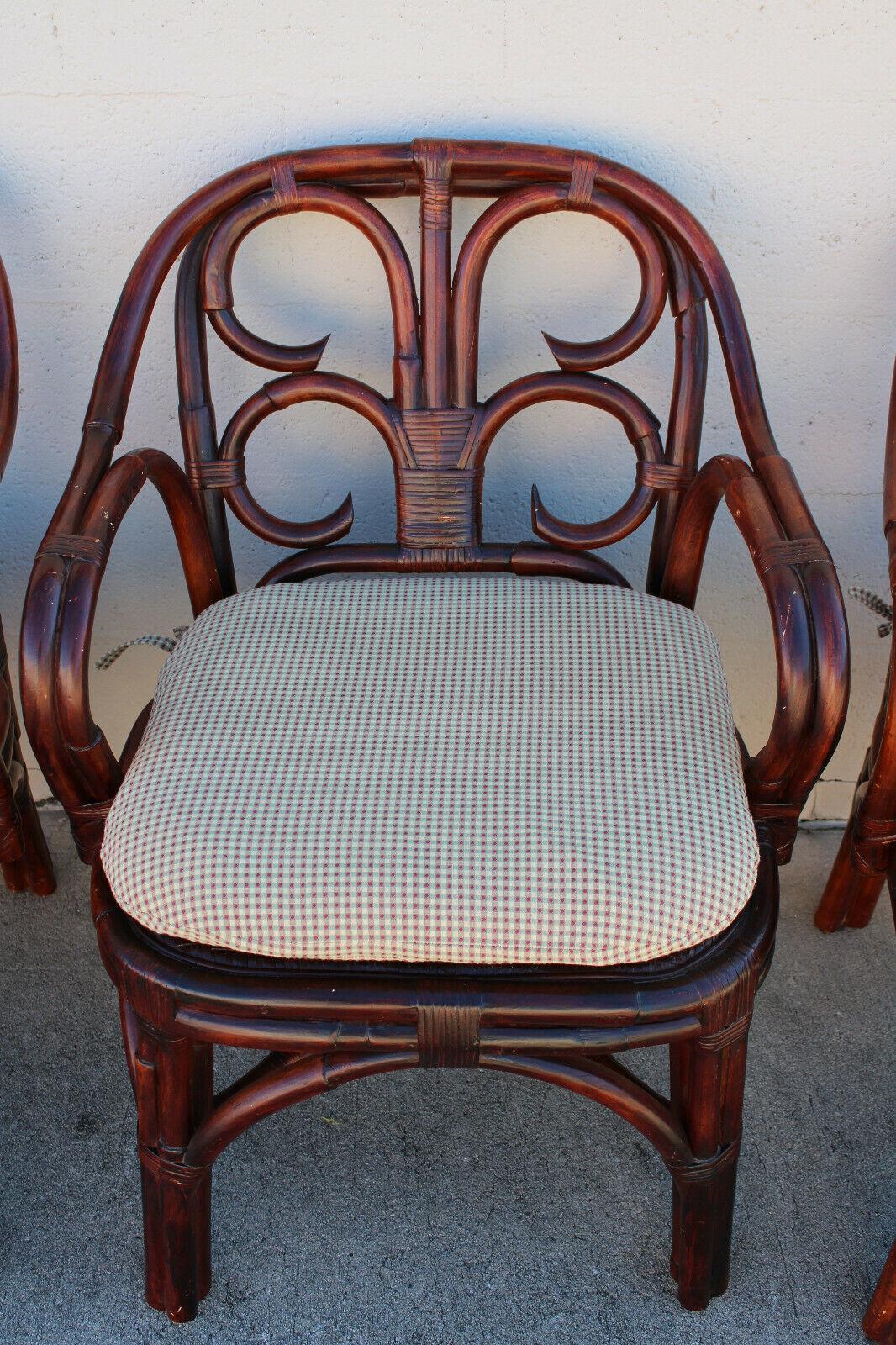 20th Century Set of 6 Ralph Lauren Collection Rattan Dining Chairs