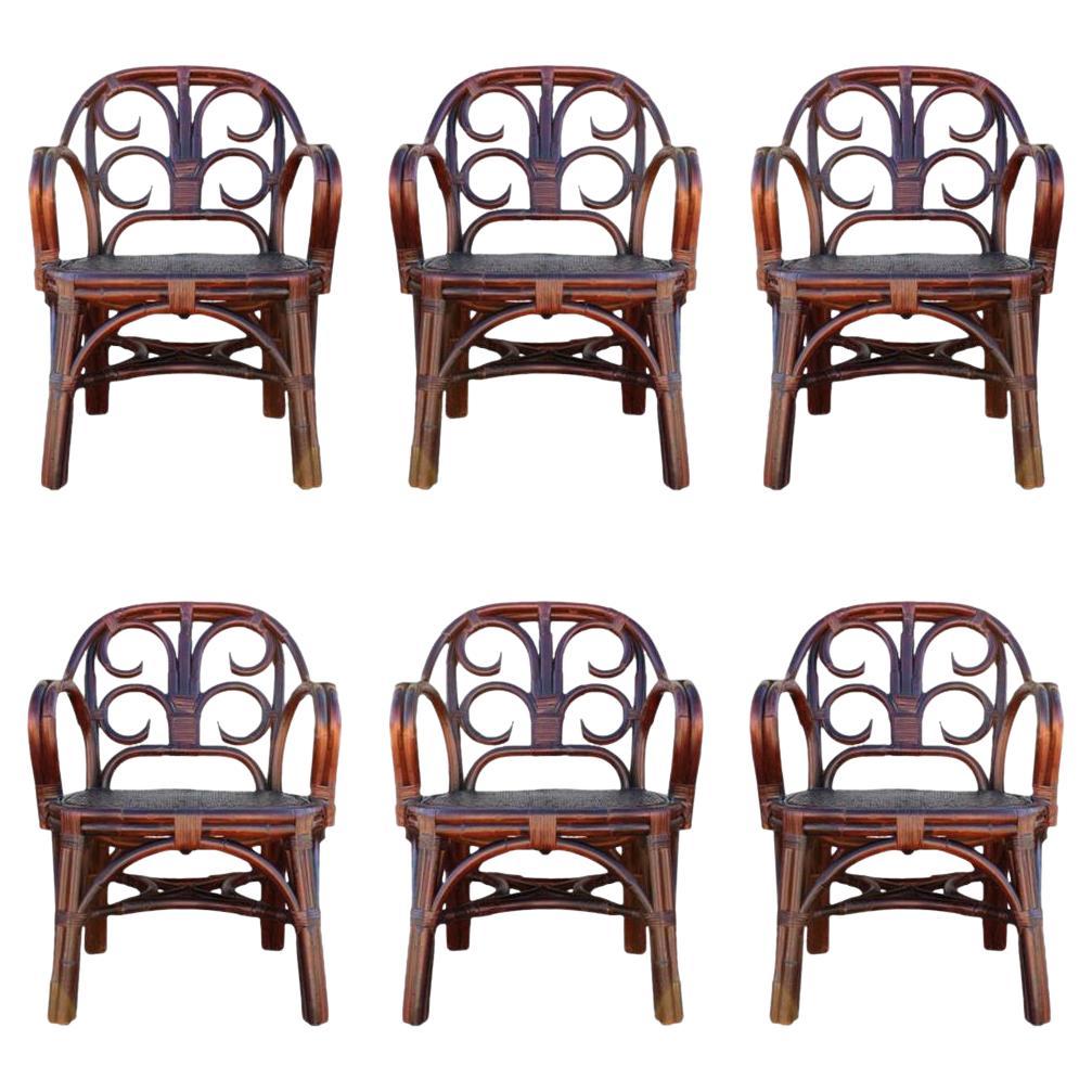 Vintage Ralph Lauren Bent Rattan Dining Chairs, Set of 6
