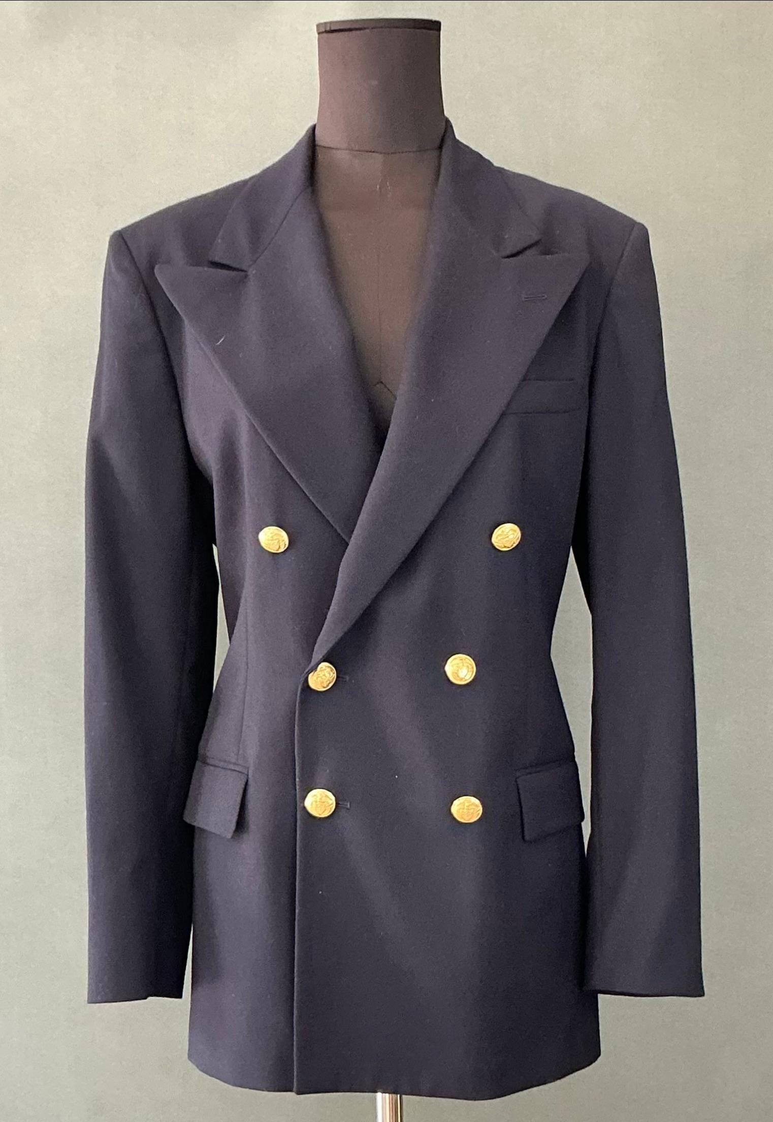 Black Vintage Ralph Lauren Navy Blazer For Sale