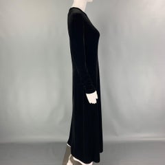 Vintage RALPH LAUREN Blue Label Size M Black Polyester Long Sleeve Long Dress