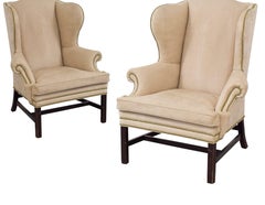 Vintage Ralph Lauren Buff Leather Wingback Armchair, 1970s, Mahogany, Natural