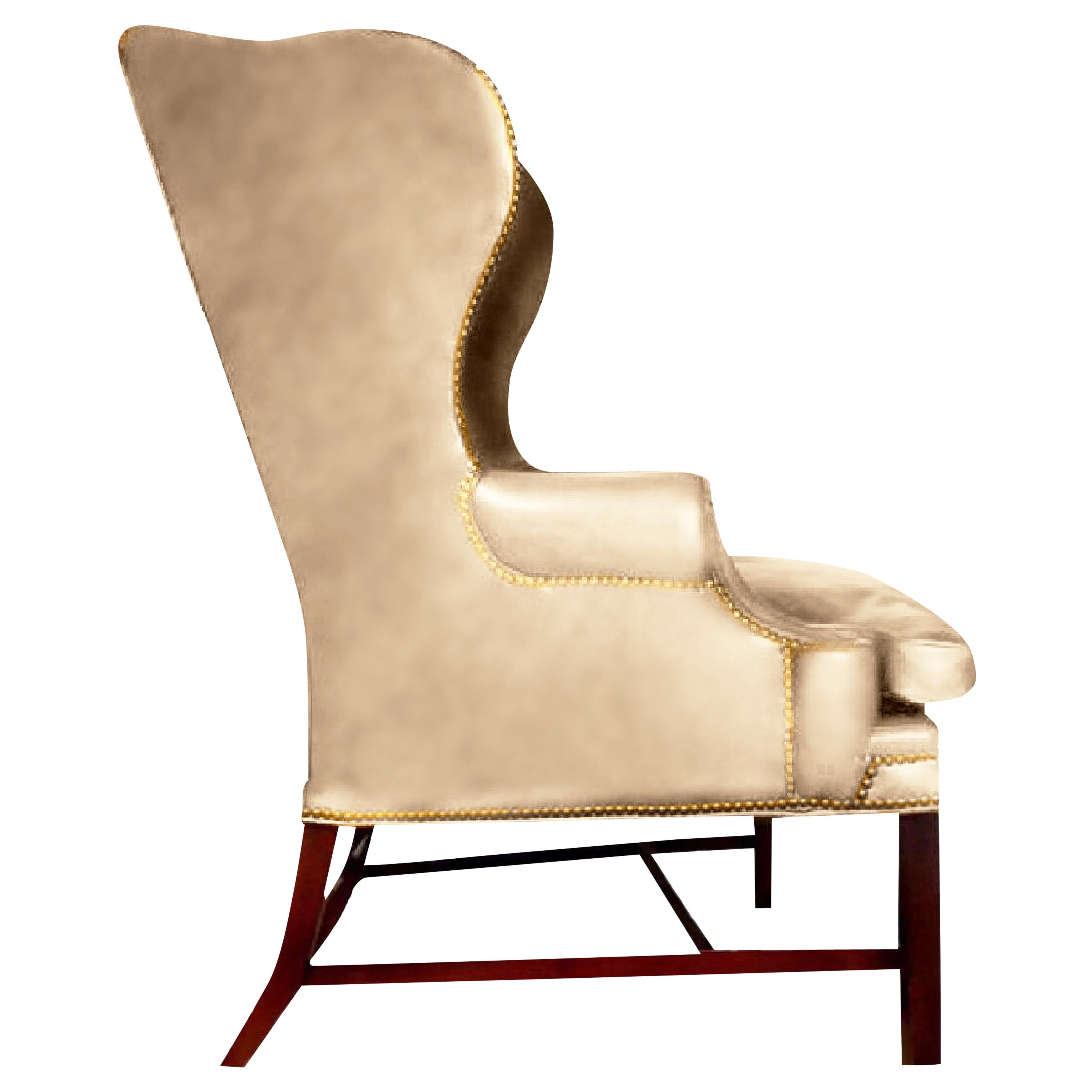 Glorious and aged to perfection, the early Ralph Lauren wingback chair is the epitome of grounded, American luxury, as inviting, enveloping, unforced and timeless as it is luxurious, meticulously handcrafted and sculptural.
Rare custom buff natural