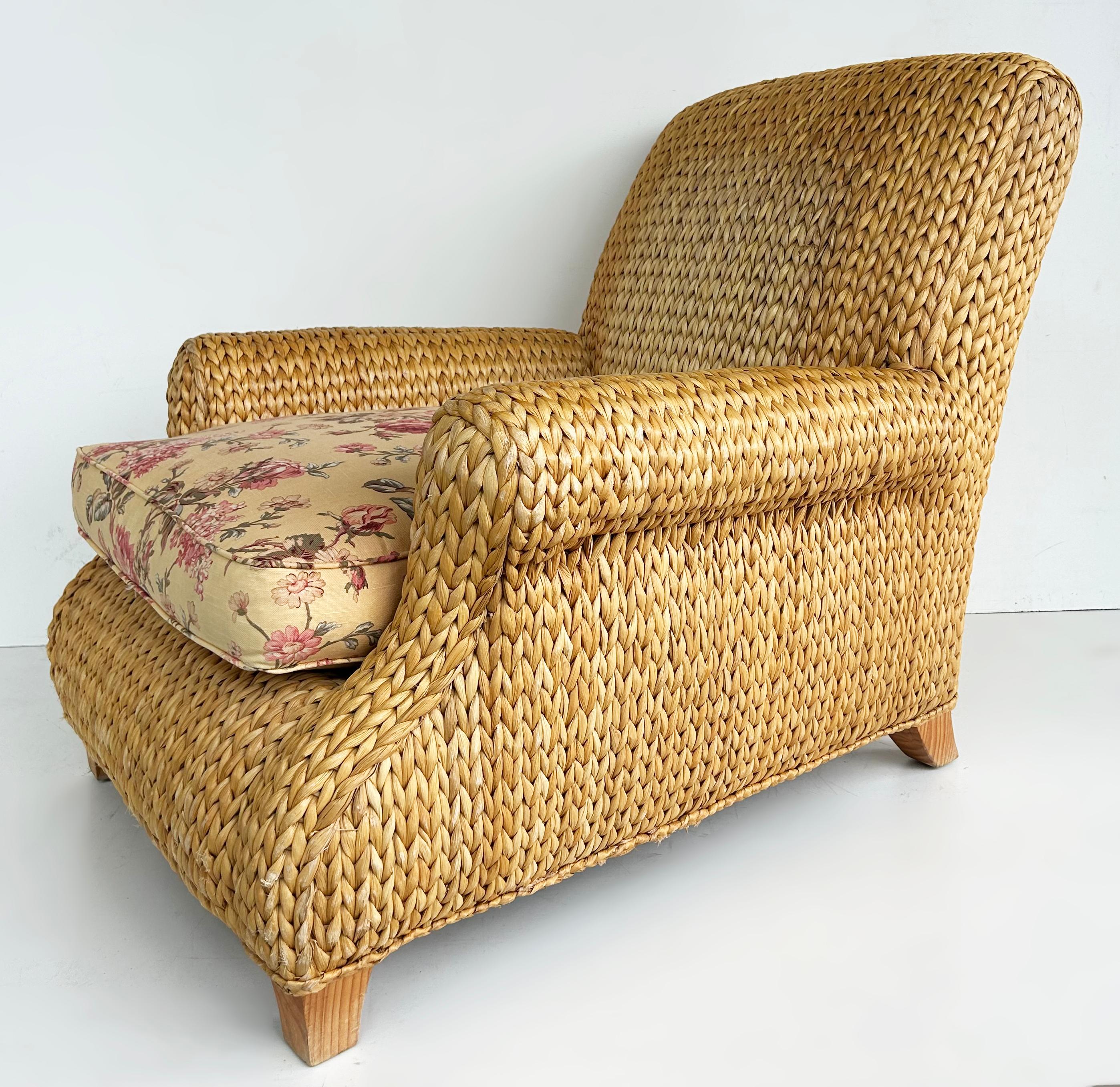 Pareja de sillones Vintage Ralph Lauren Coastal Woven Seagrass Club Chairs en venta 2
