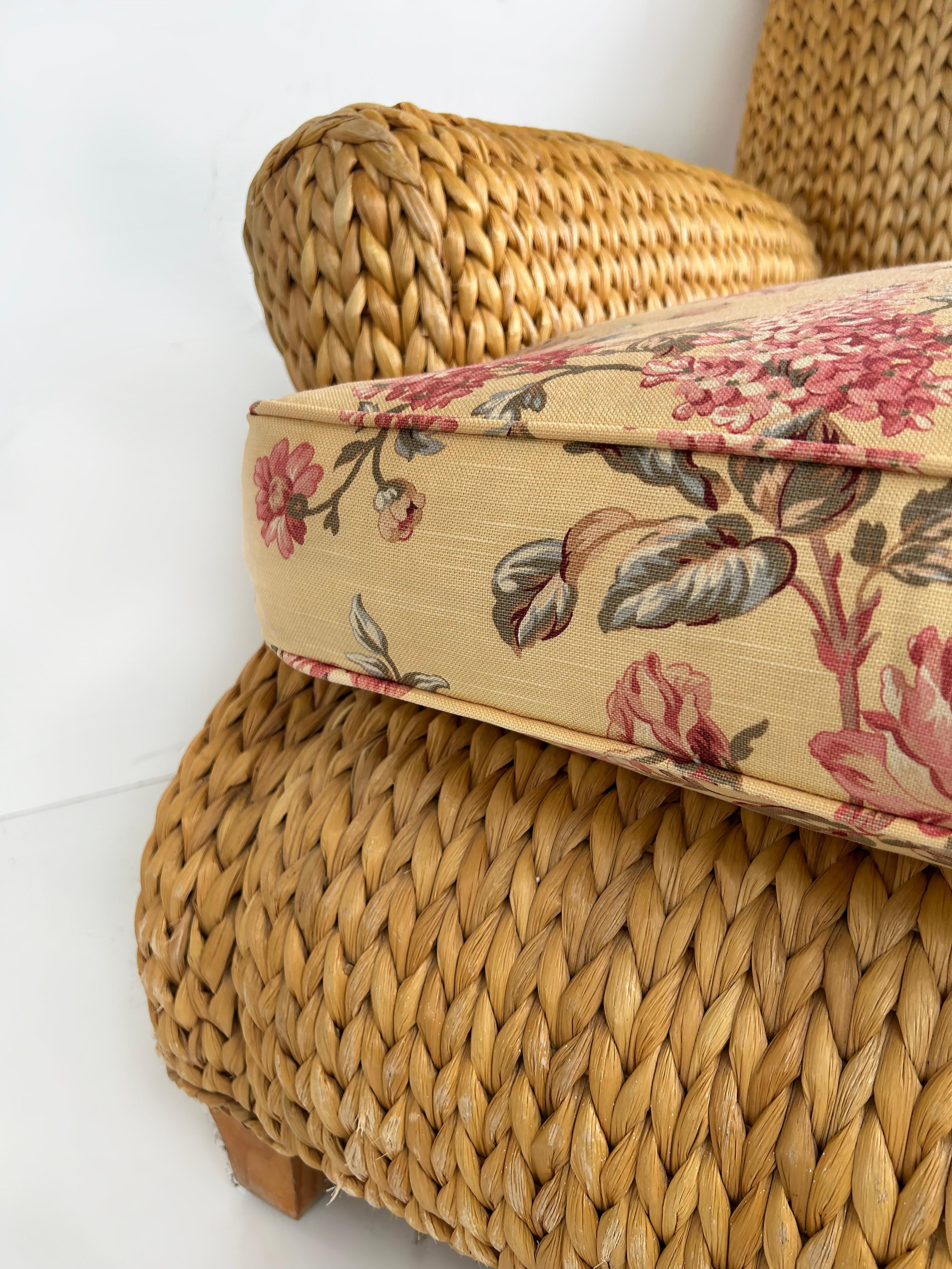 Pareja de sillones Vintage Ralph Lauren Coastal Woven Seagrass Club Chairs en venta 3
