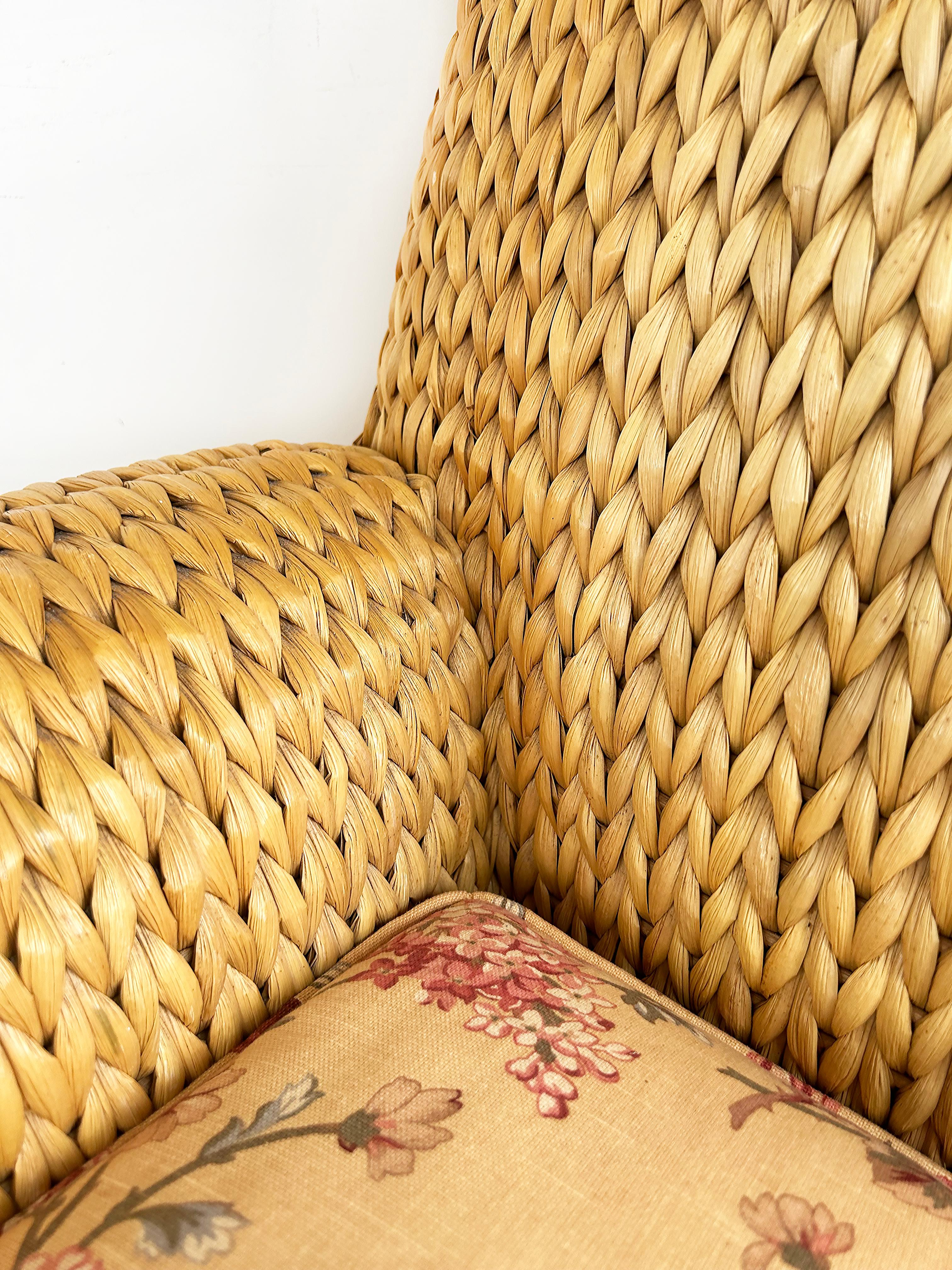 Pareja de sillones Vintage Ralph Lauren Coastal Woven Seagrass Club Chairs en venta 4