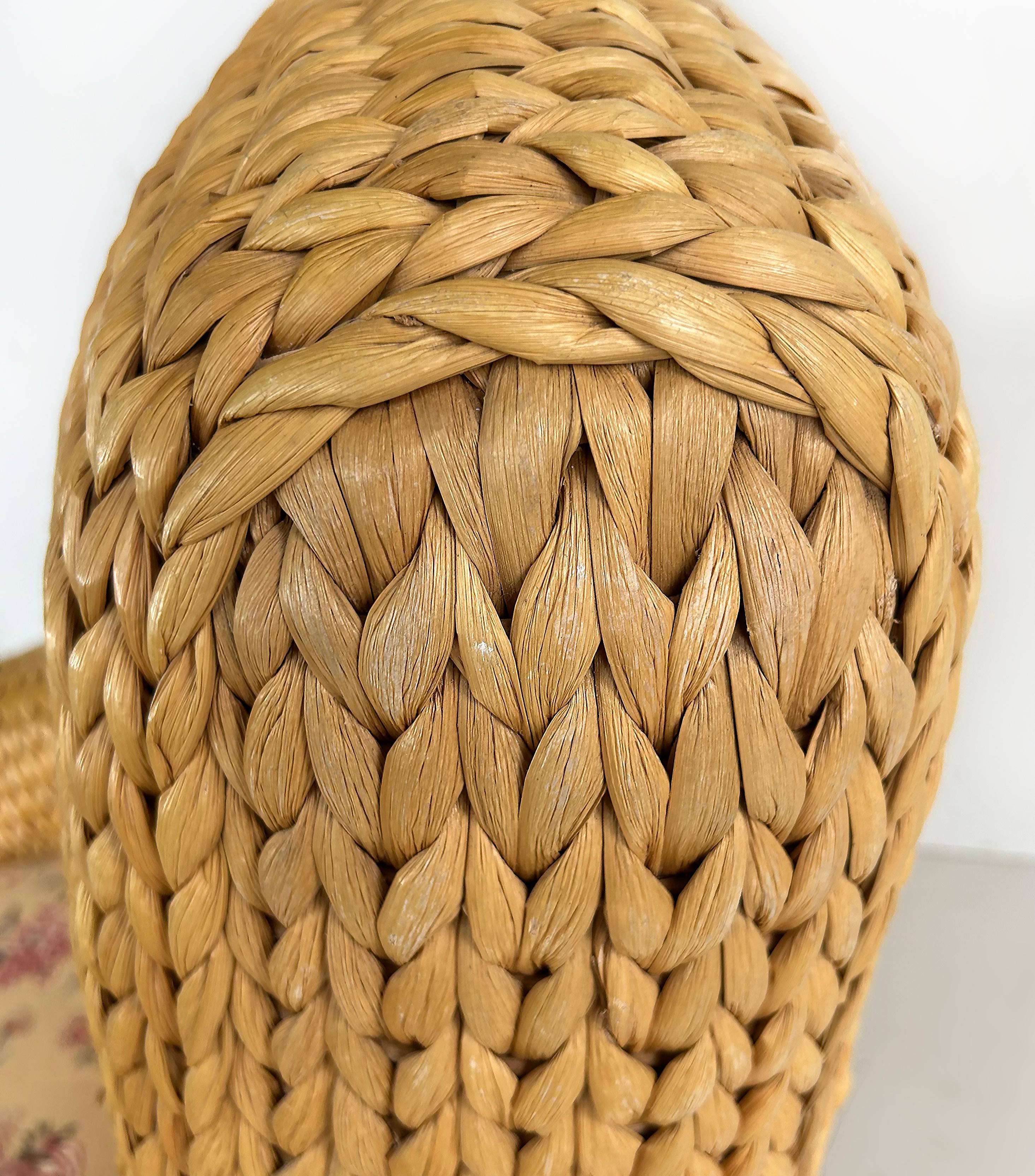 Pareja de sillones Vintage Ralph Lauren Coastal Woven Seagrass Club Chairs en venta 5