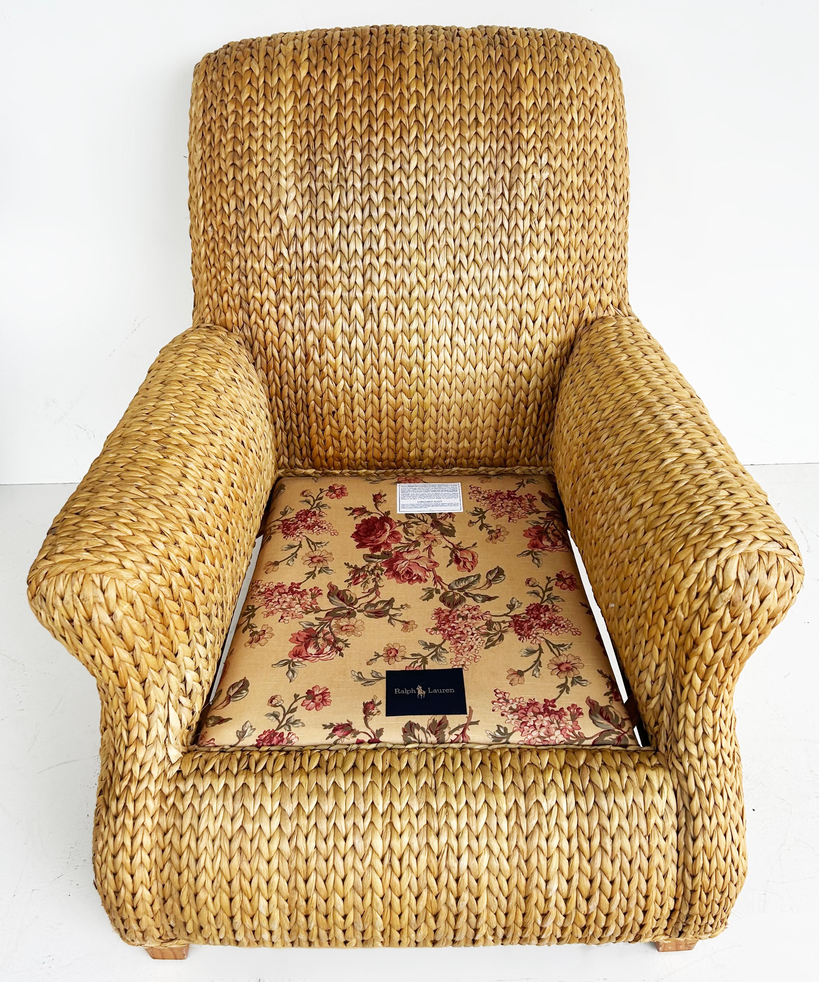 Pareja de sillones Vintage Ralph Lauren Coastal Woven Seagrass Club Chairs en venta 6
