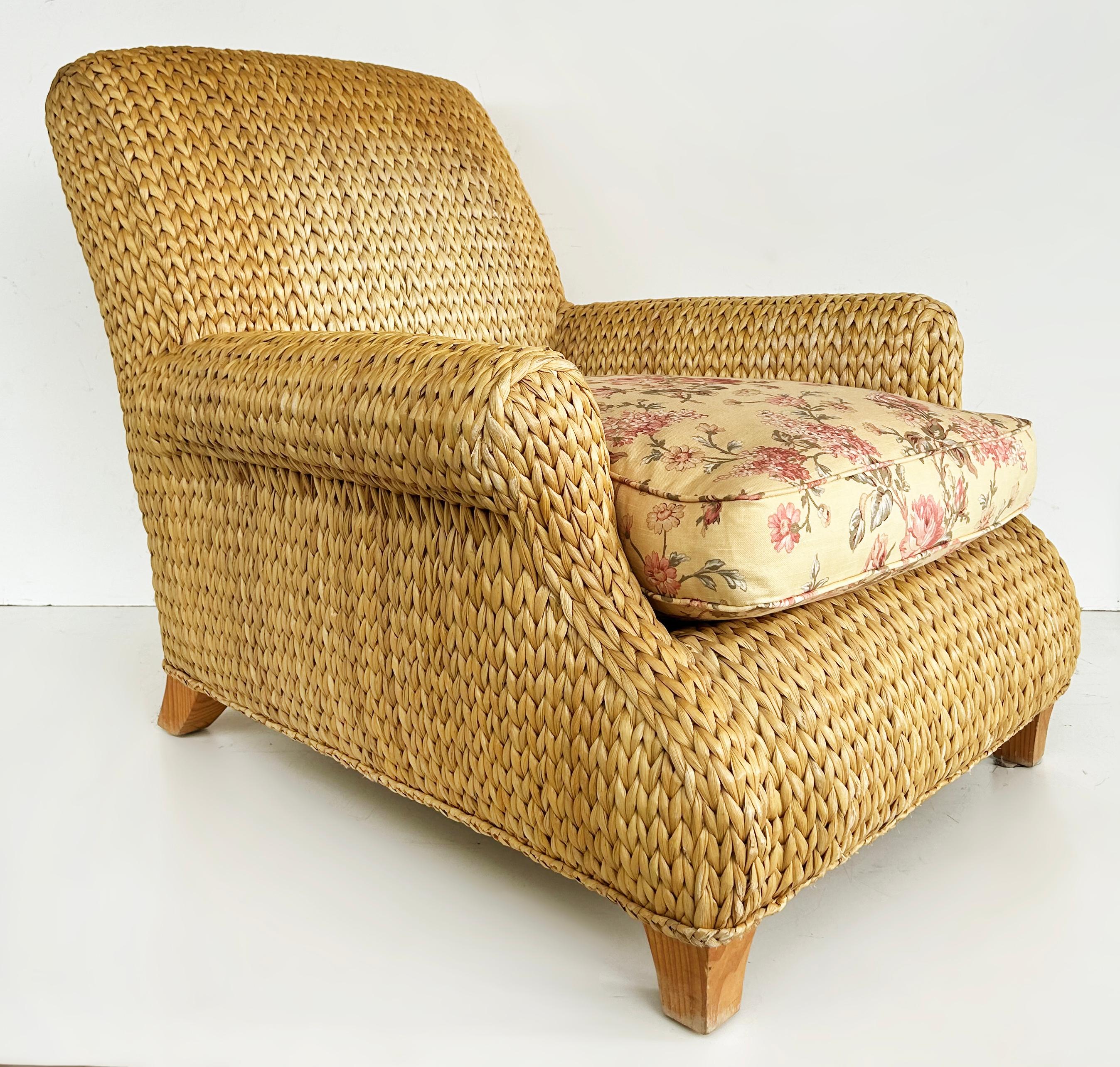 Pareja de sillones Vintage Ralph Lauren Coastal Woven Seagrass Club Chairs Desconocido en venta