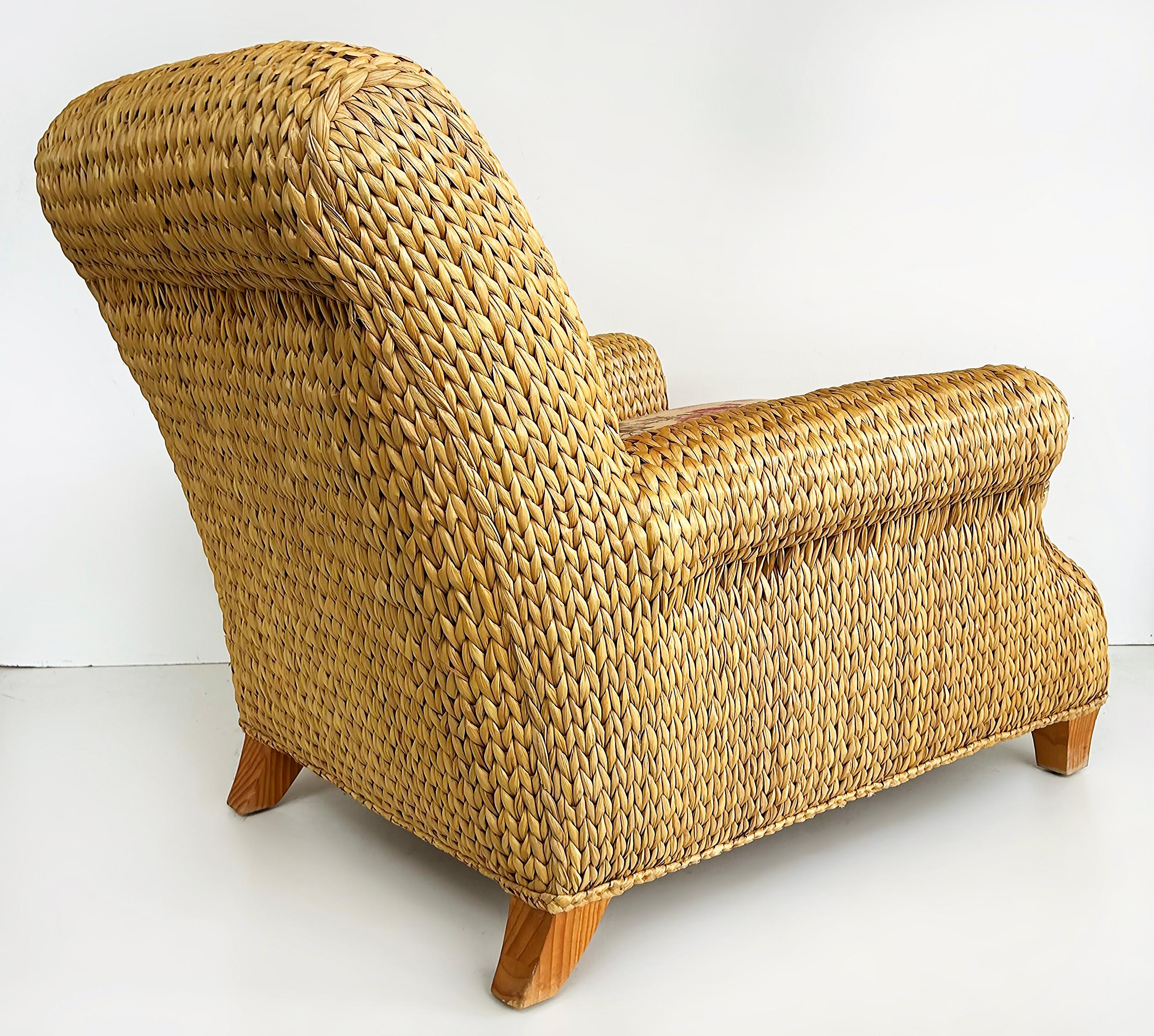 Pareja de sillones Vintage Ralph Lauren Coastal Woven Seagrass Club Chairs en Bueno estado para la venta en Miami, FL