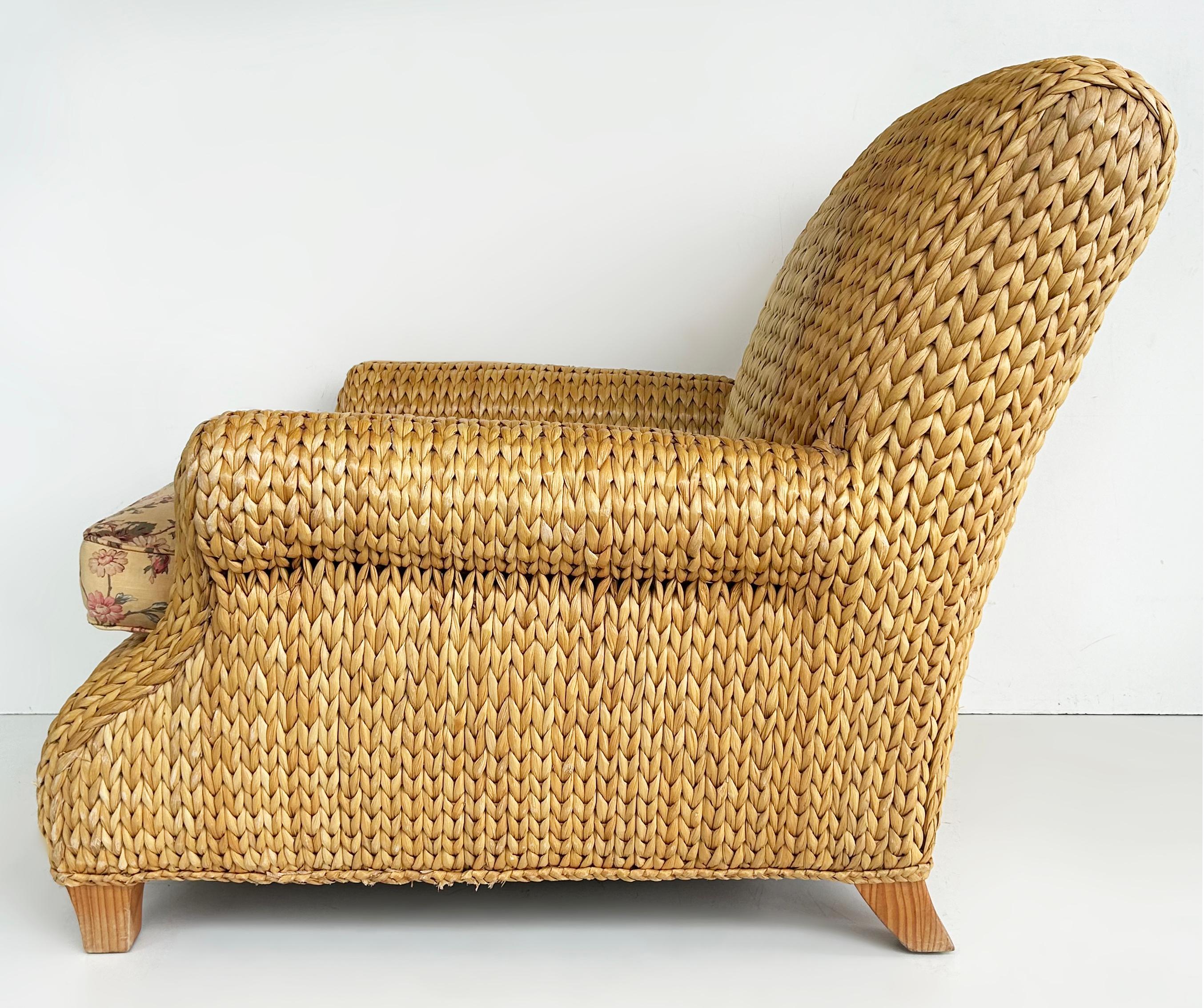 Pareja de sillones Vintage Ralph Lauren Coastal Woven Seagrass Club Chairs en venta 1