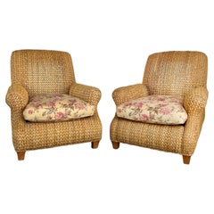 Pareja de sillones Vintage Ralph Lauren Coastal Woven Seagrass Club Chairs