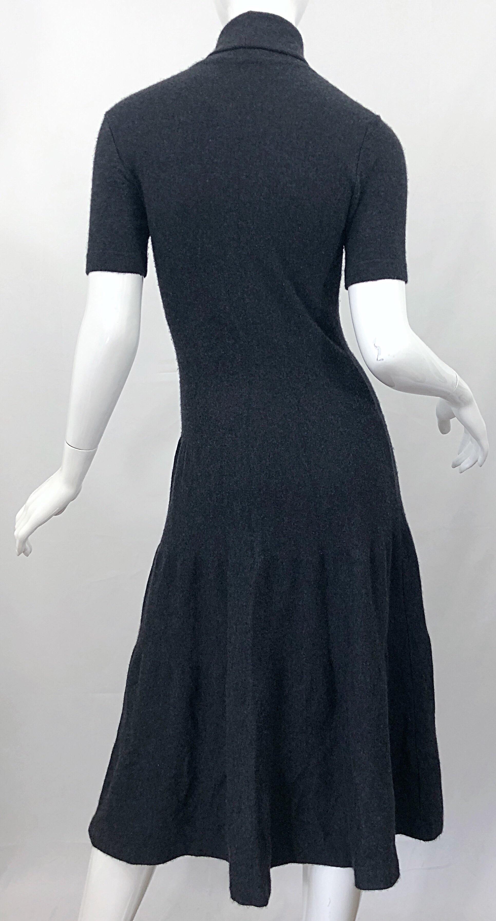 Vintage Ralph Lauren Collection Purple Label Cashmere Gray Short Sleeve Dress For Sale 2