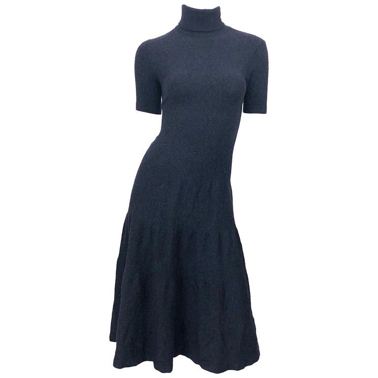 Vintage Ralph Lauren Collection Purple Label Cashmere Gray Short Sleeve  Dress