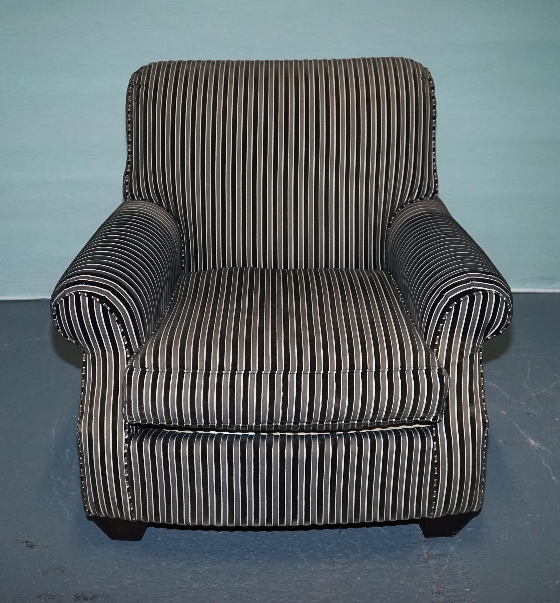 Americano CATENA VINTAGE RALPH LAUREN FOR HENREDON A STRISCE IN FELPA in vendita