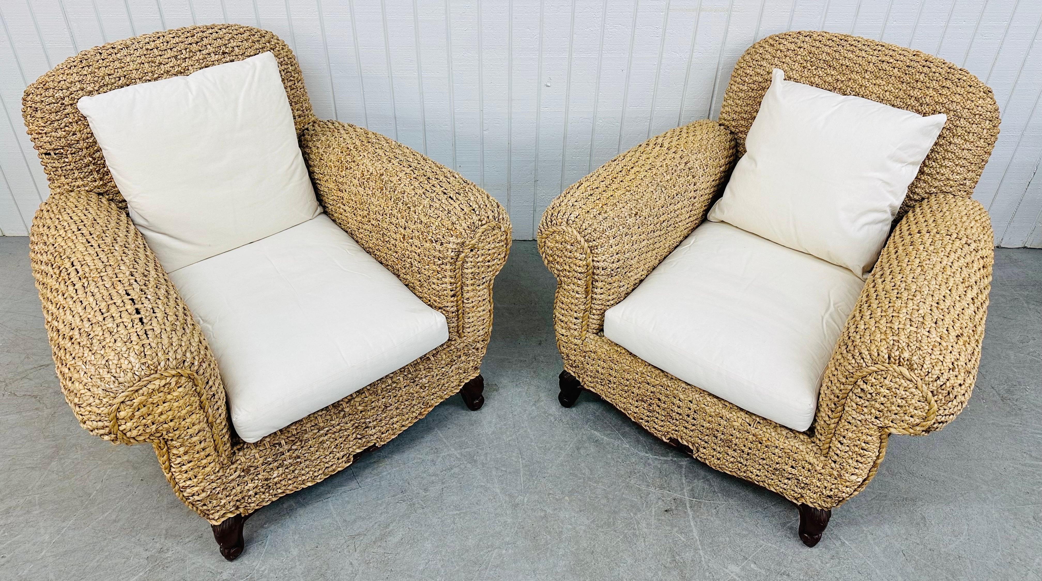 American Vintage Ralph Lauren French Sisal Style Arm Chairs - Set of 2