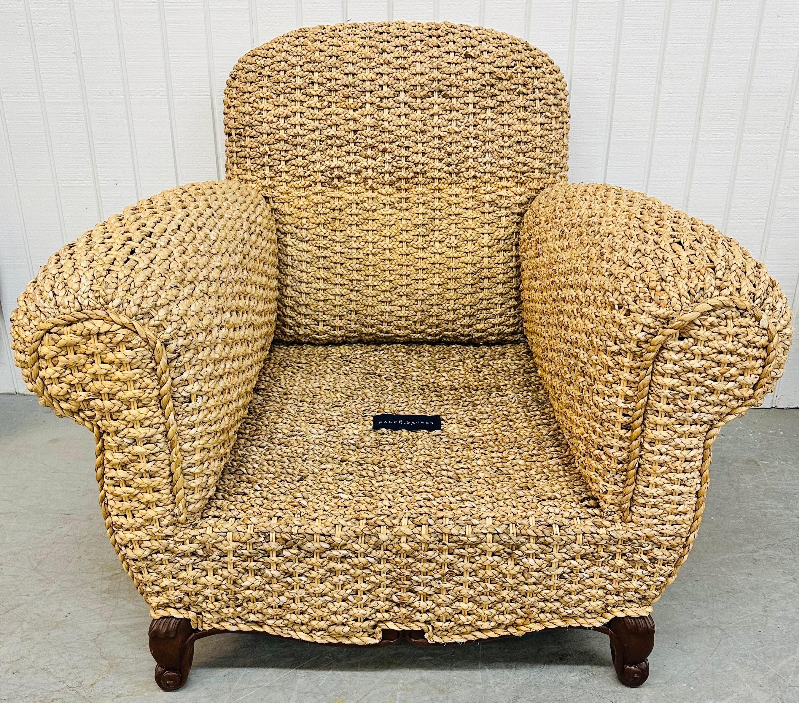 Upholstery Vintage Ralph Lauren French Sisal Style Arm Chairs - Set of 2