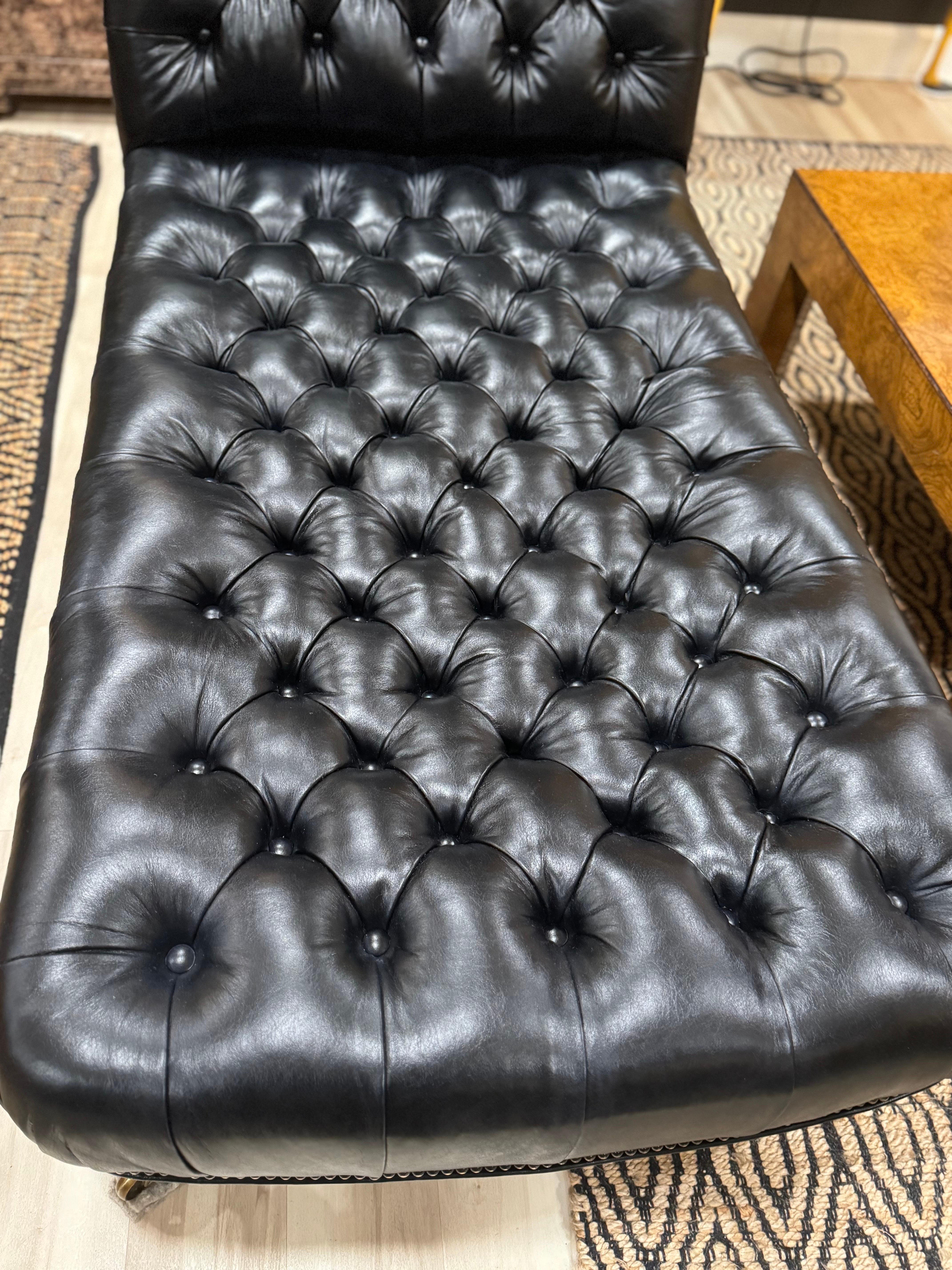 Vintage Ralph Lauren Home Tufted Leather Chaise For Sale 4