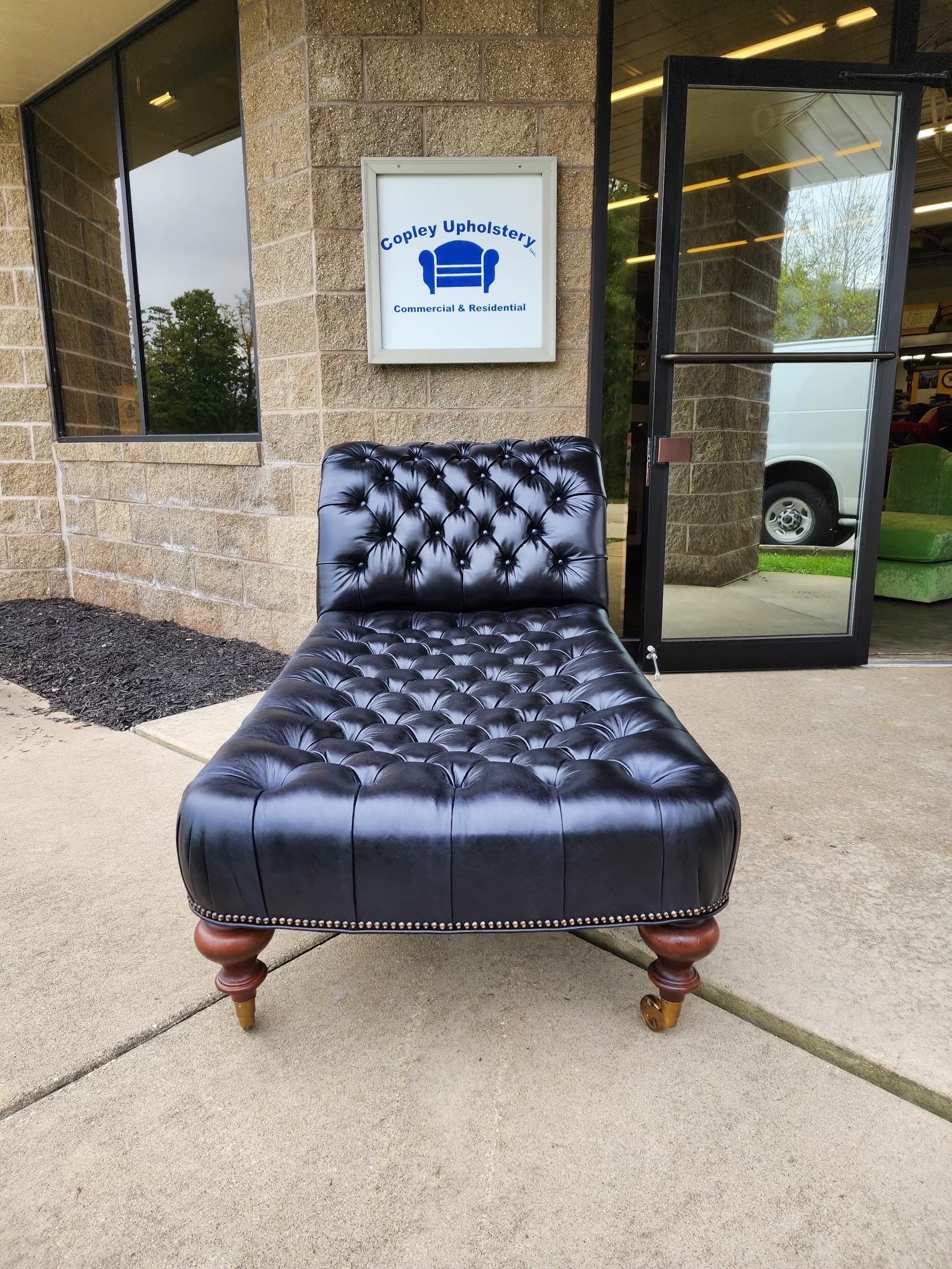 Vintage Ralph Lauren Home Tufted Leather Chaise For Sale 5