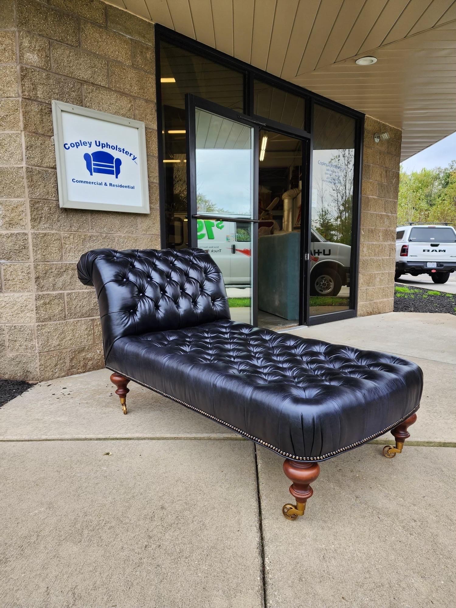 Vintage Ralph Lauren Home Tufted Leather Chaise For Sale 7