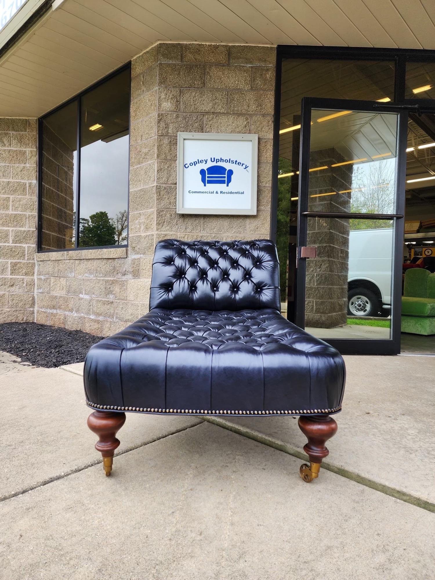 Vintage Ralph Lauren Home Tufted Leather Chaise For Sale 8