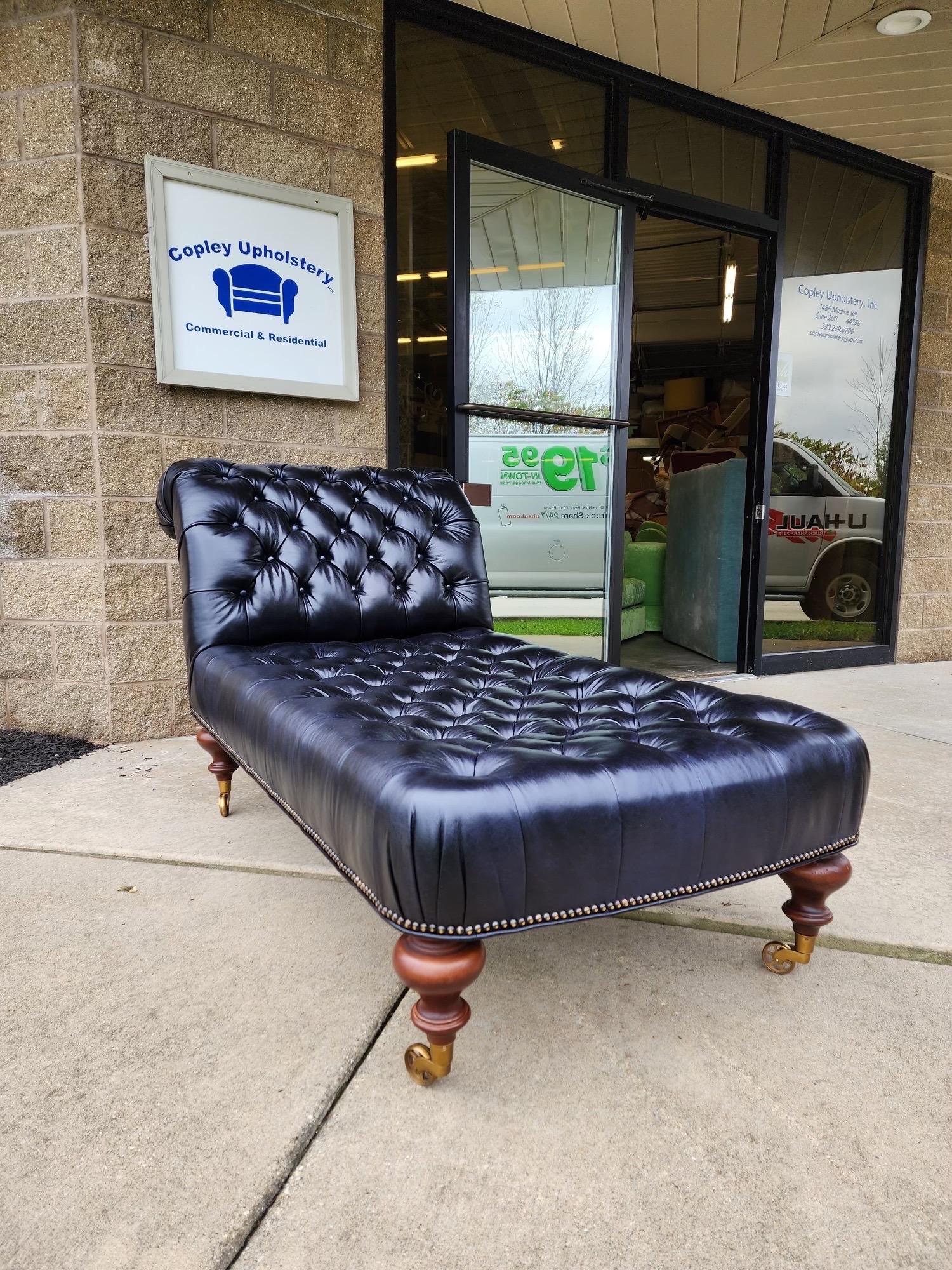 Vintage Ralph Lauren Home Tufted Leather Chaise For Sale 12