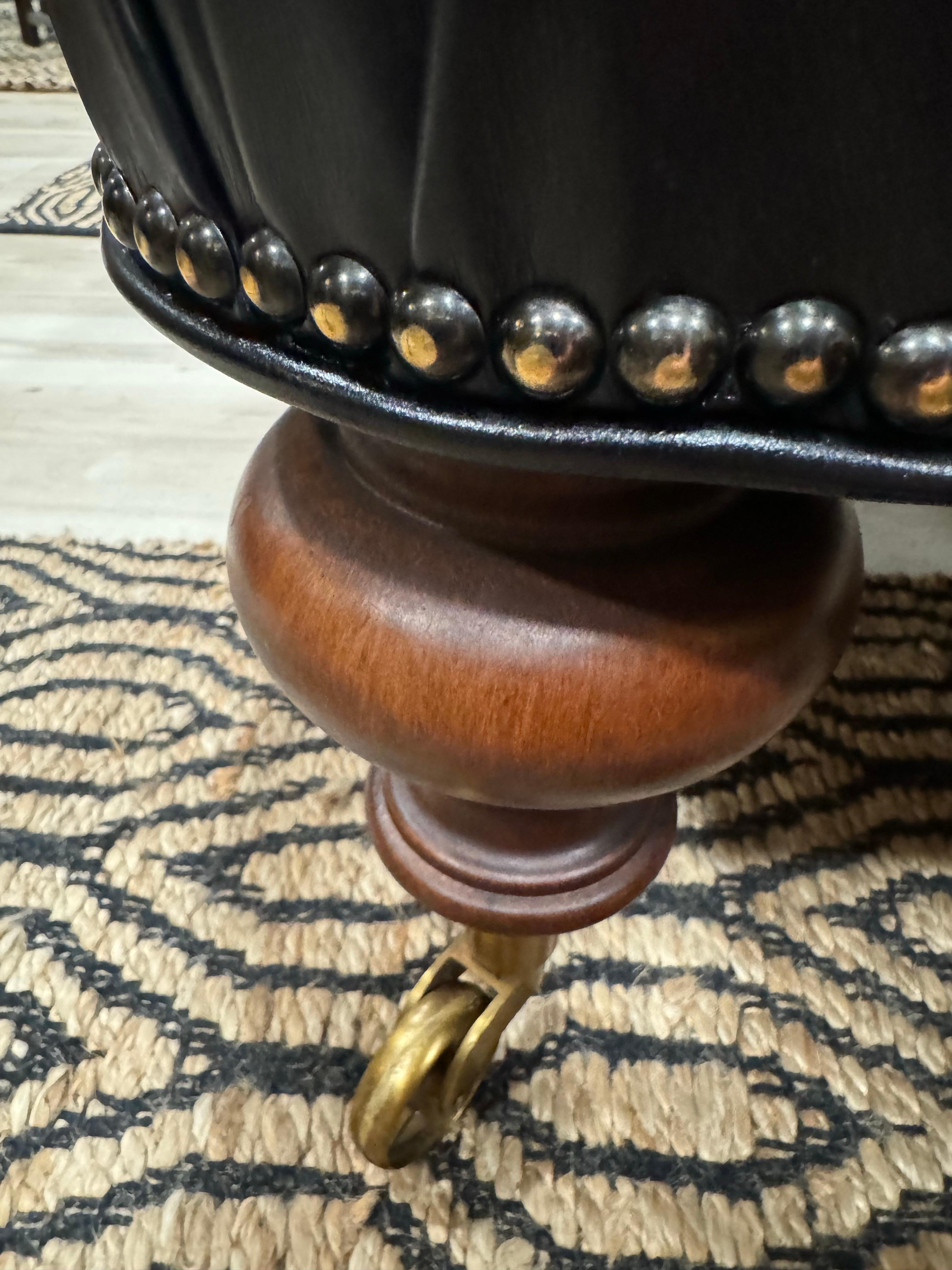 American Vintage Ralph Lauren Home Tufted Leather Chaise For Sale