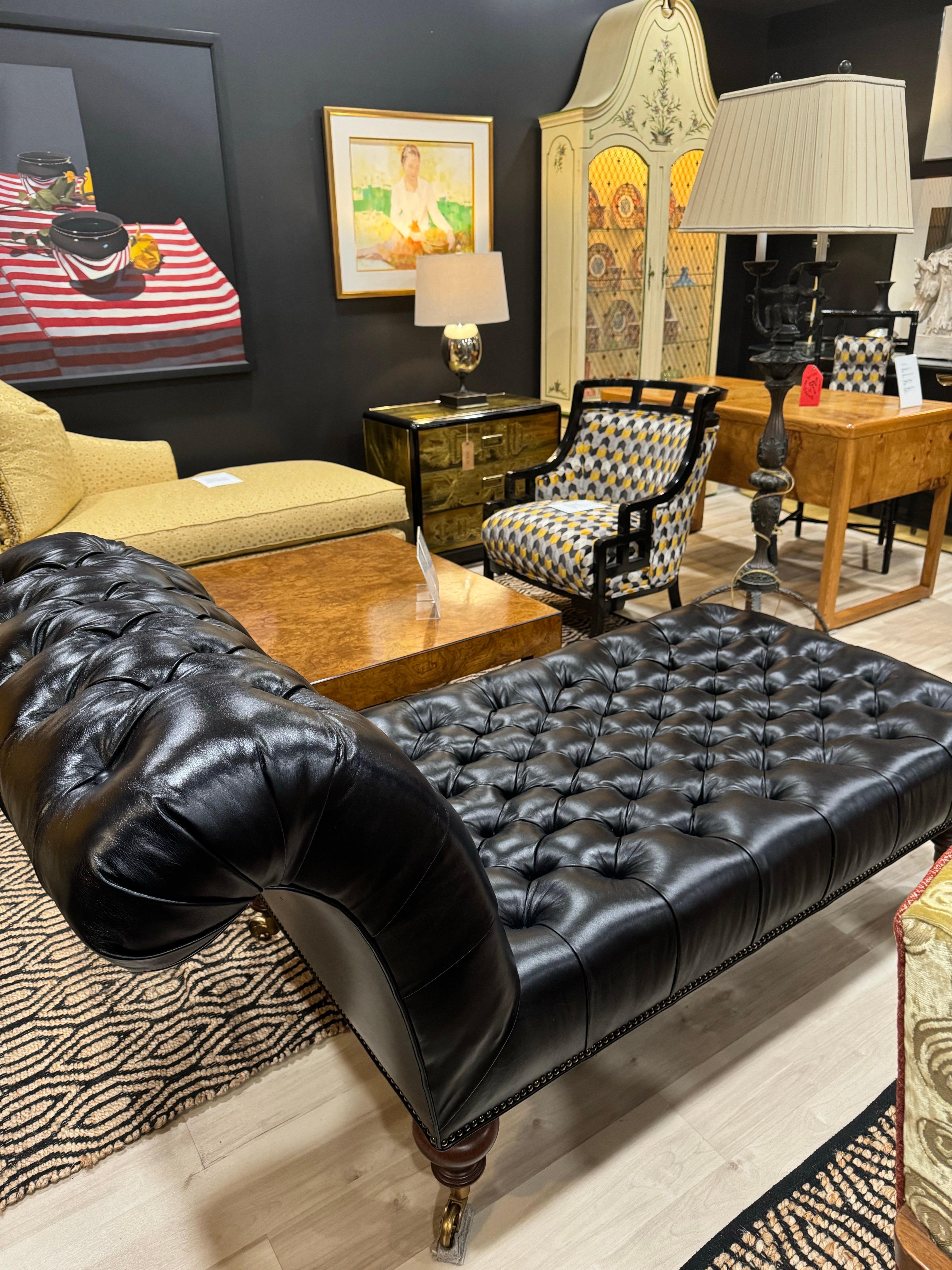 Vintage Ralph Lauren Home Tufted Leather Chaise For Sale 2
