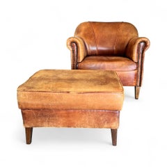 Vintage Ralph Lauren Leather Armchair w/ Ottoman