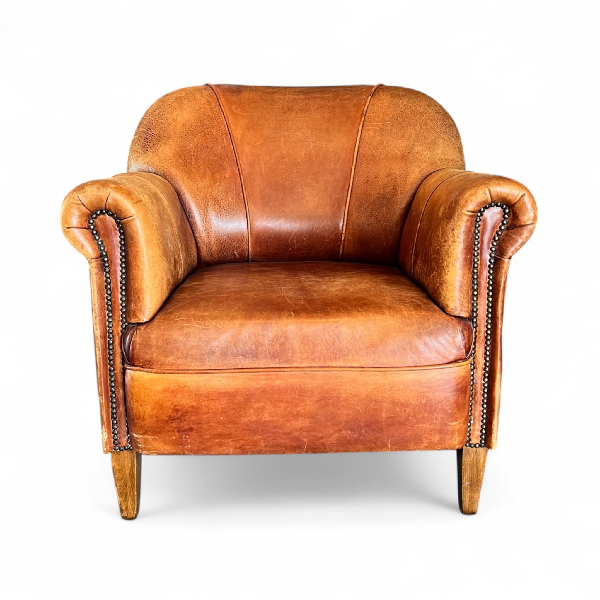 Vintage Ralph Lauren Leder Sessel mit Ottomane im Zustand „Gut“ im Angebot in Los Angeles, CA