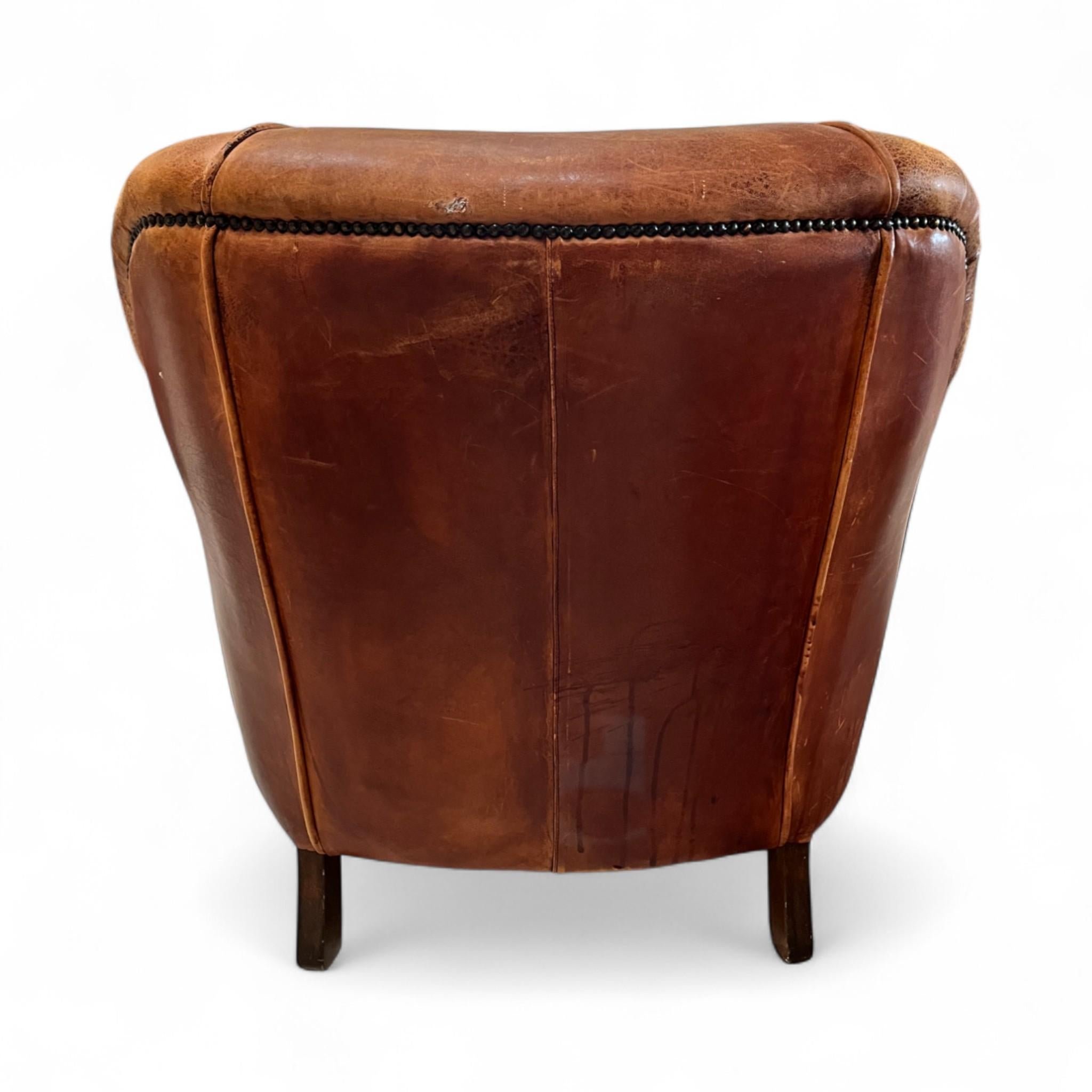 Vintage Ralph Lauren Leder Sessel mit Ottomane (20. Jahrhundert) im Angebot