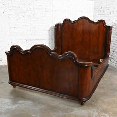 Vintage Ralph Lauren Mahogany Scalloped Wingback Sleigh Queen Bed