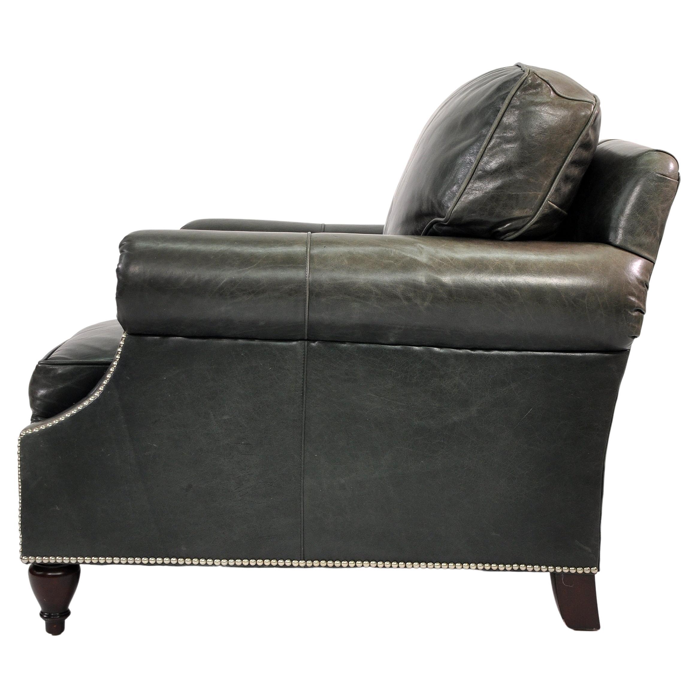 Contemporary Vintage Ralph Lauren Nailhead Leather Club Chair