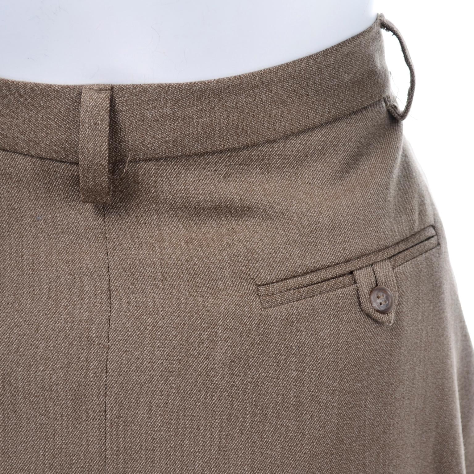 Gray Vintage Ralph Lauren Older Label Brown Twill A-Line Midi Skirt W Trouser Styling
