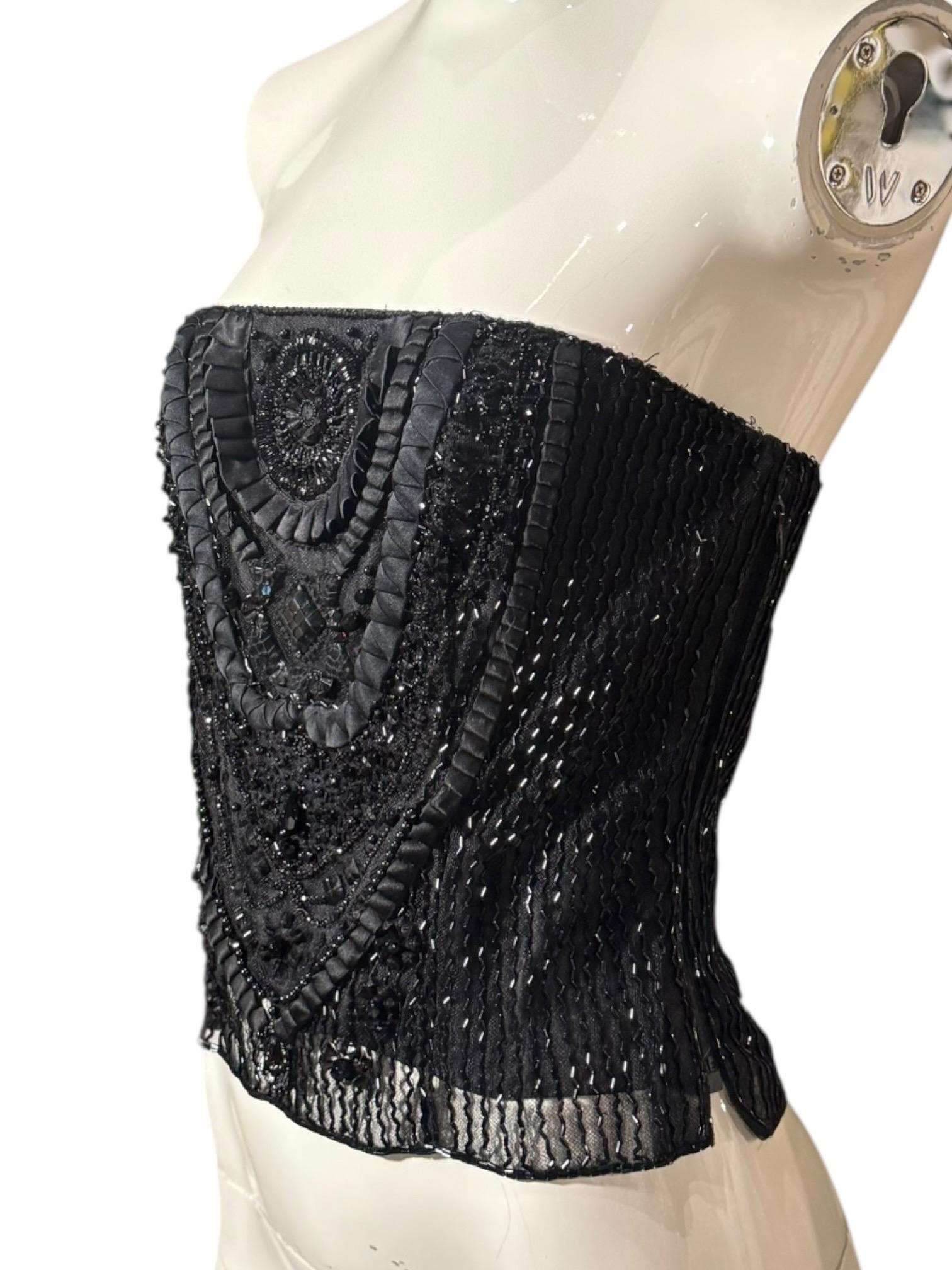 Vintage Ralph Lauren Purple Label Couture Bustier perlé à la main, NWOT en vente 8
