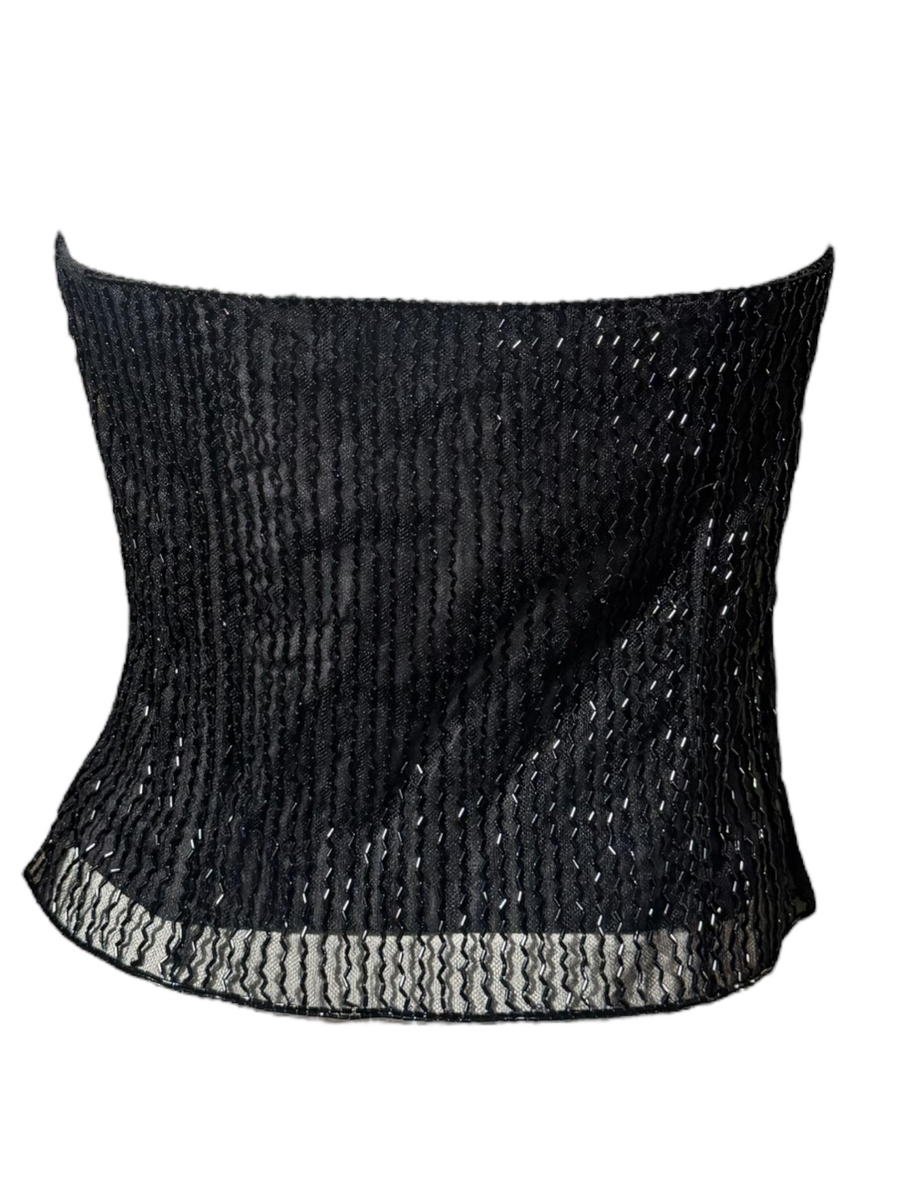Noir Vintage Ralph Lauren Purple Label Couture Bustier perlé à la main, NWOT en vente