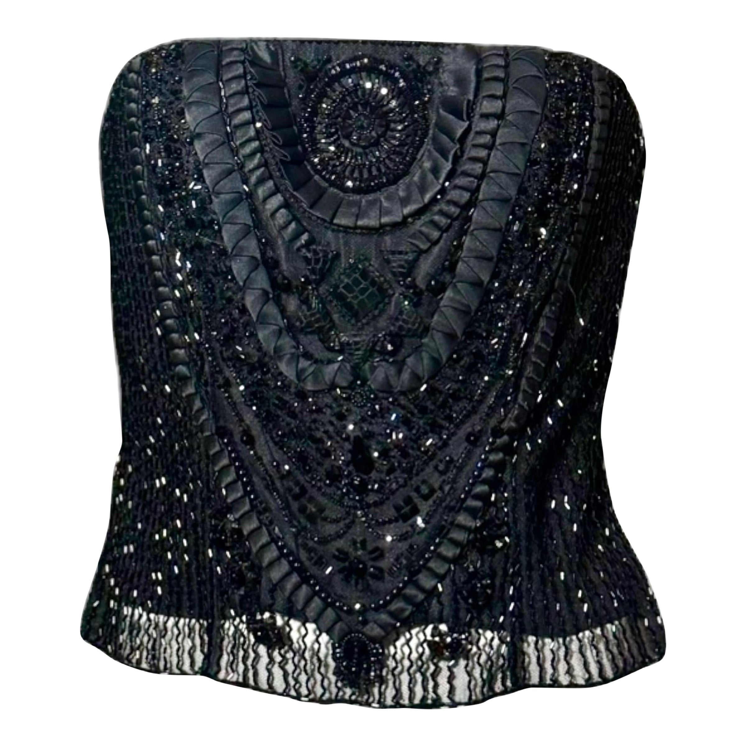 Vintage Ralph Lauren Purple Label Couture Bustier perlé à la main, NWOT