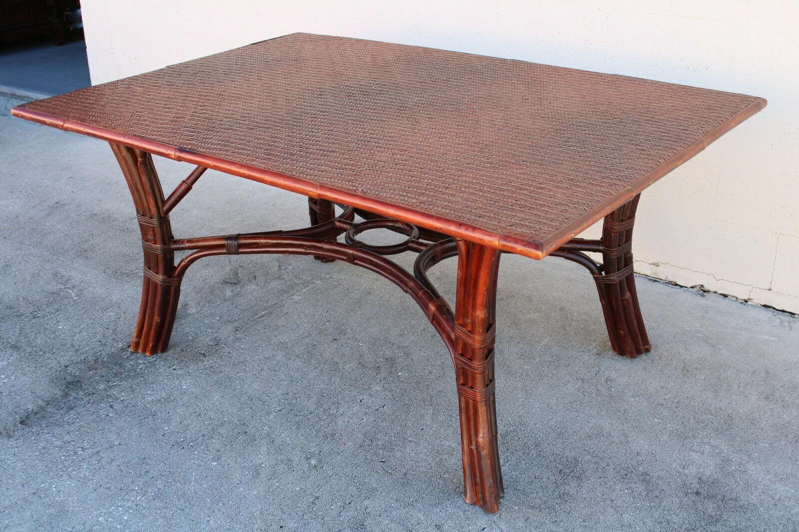 Organic Modern Vintage Ralph Lauren Collection Rattan Dining Table For Sale