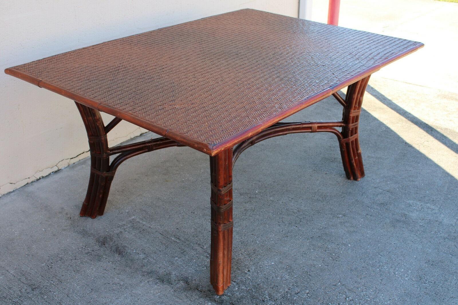 Hand-Woven Vintage Ralph Lauren Collection Rattan Dining Table For Sale