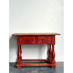 Vintage Ralph lauren Red Distressed Console Table