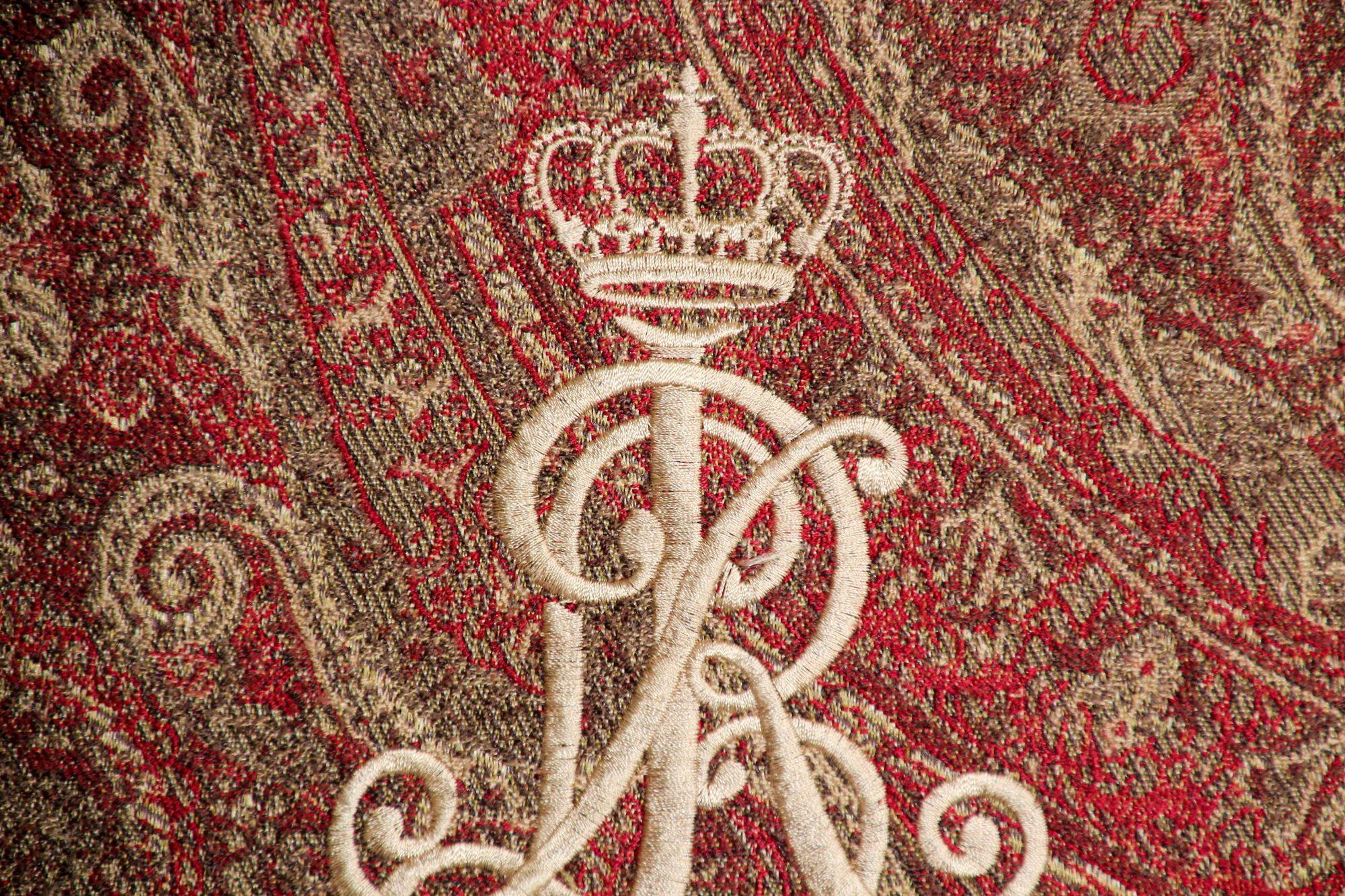 Ralph Lauren Pillow in Red and Gold Paisley RL Crown Logo 3