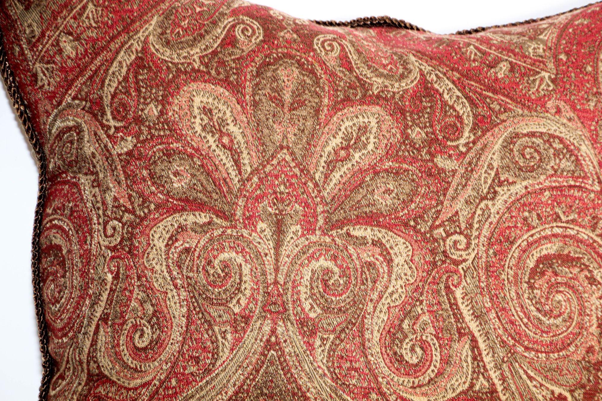 Ralph Lauren Pillow in Red and Gold Paisley RL Crown Logo 7