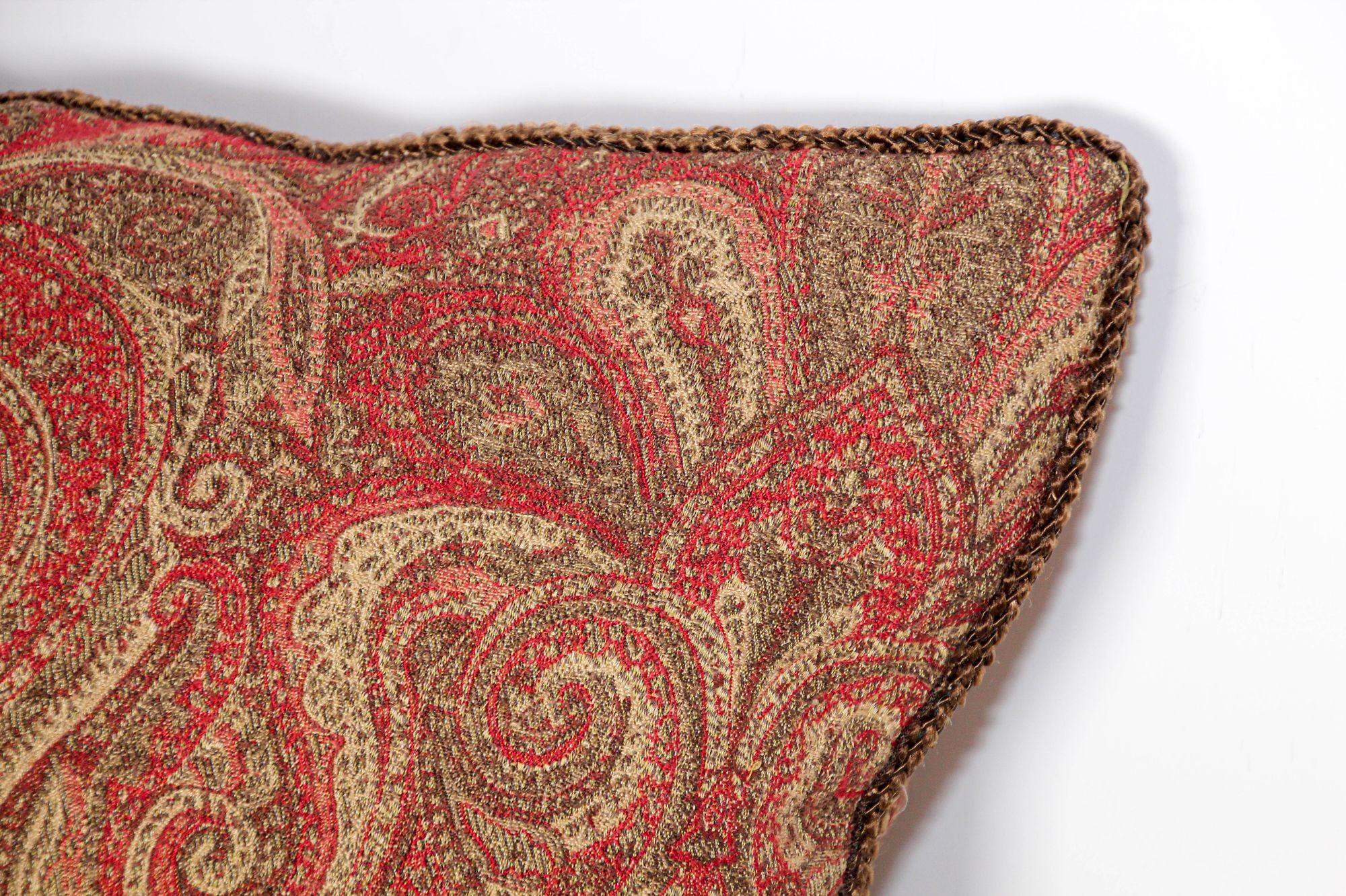 Cotton Ralph Lauren Pillow in Red and Gold Paisley RL Crown Logo