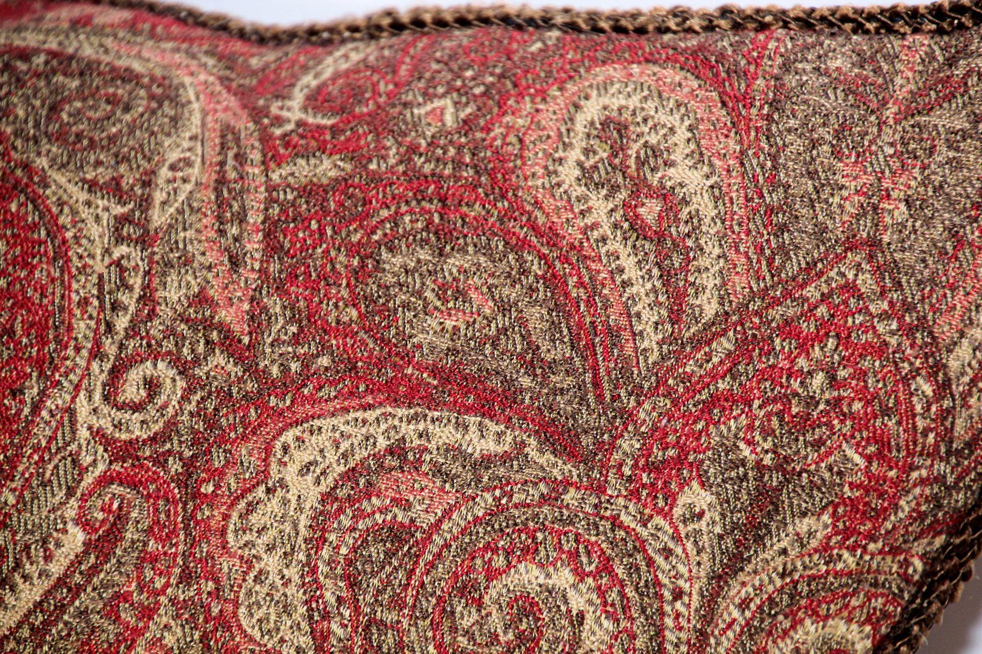 Ralph Lauren Pillow in Red and Gold Paisley RL Crown Logo 1