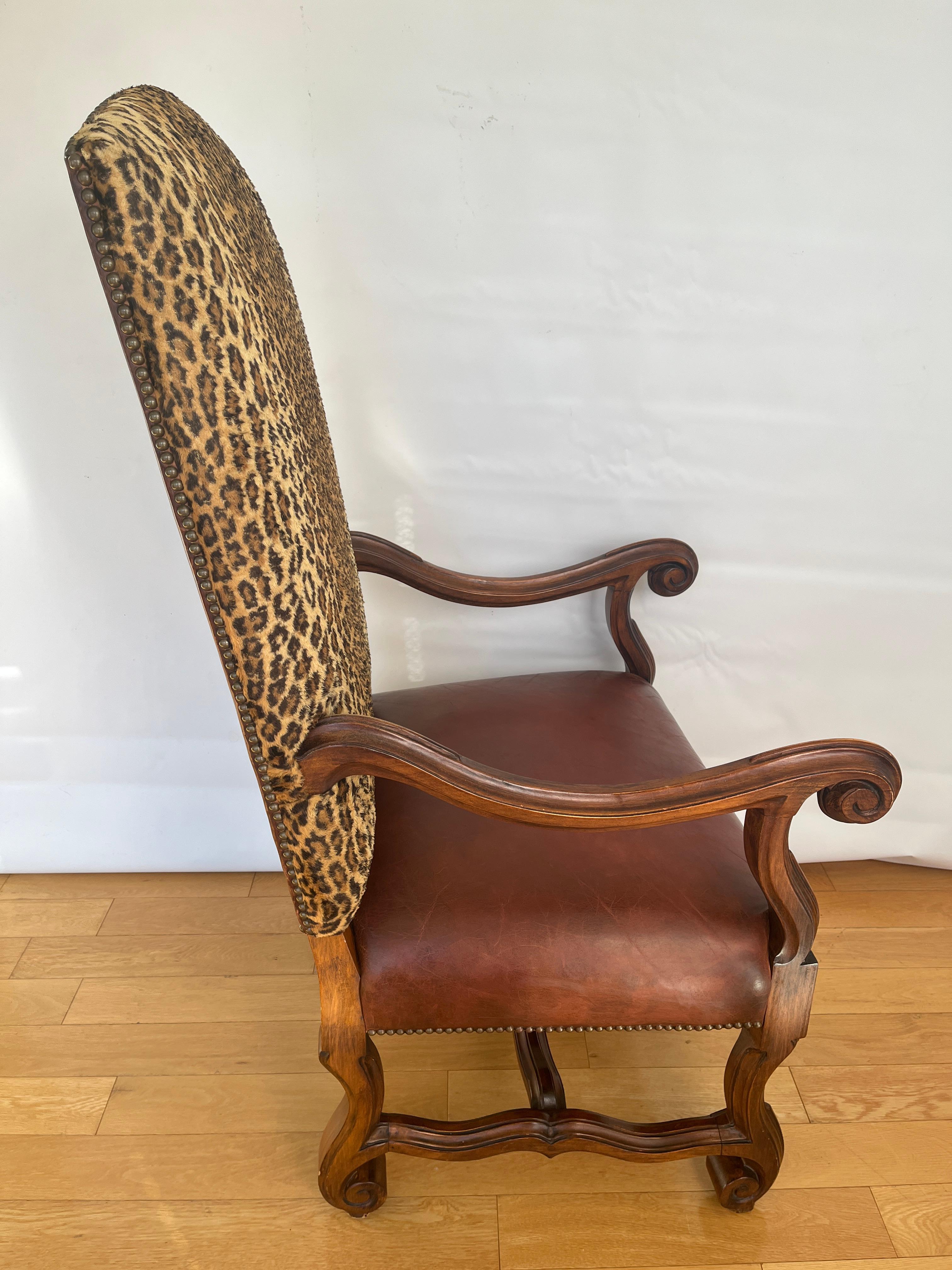 Vintage Ralph Lauren Royal Leather & Leopard Armchair 6