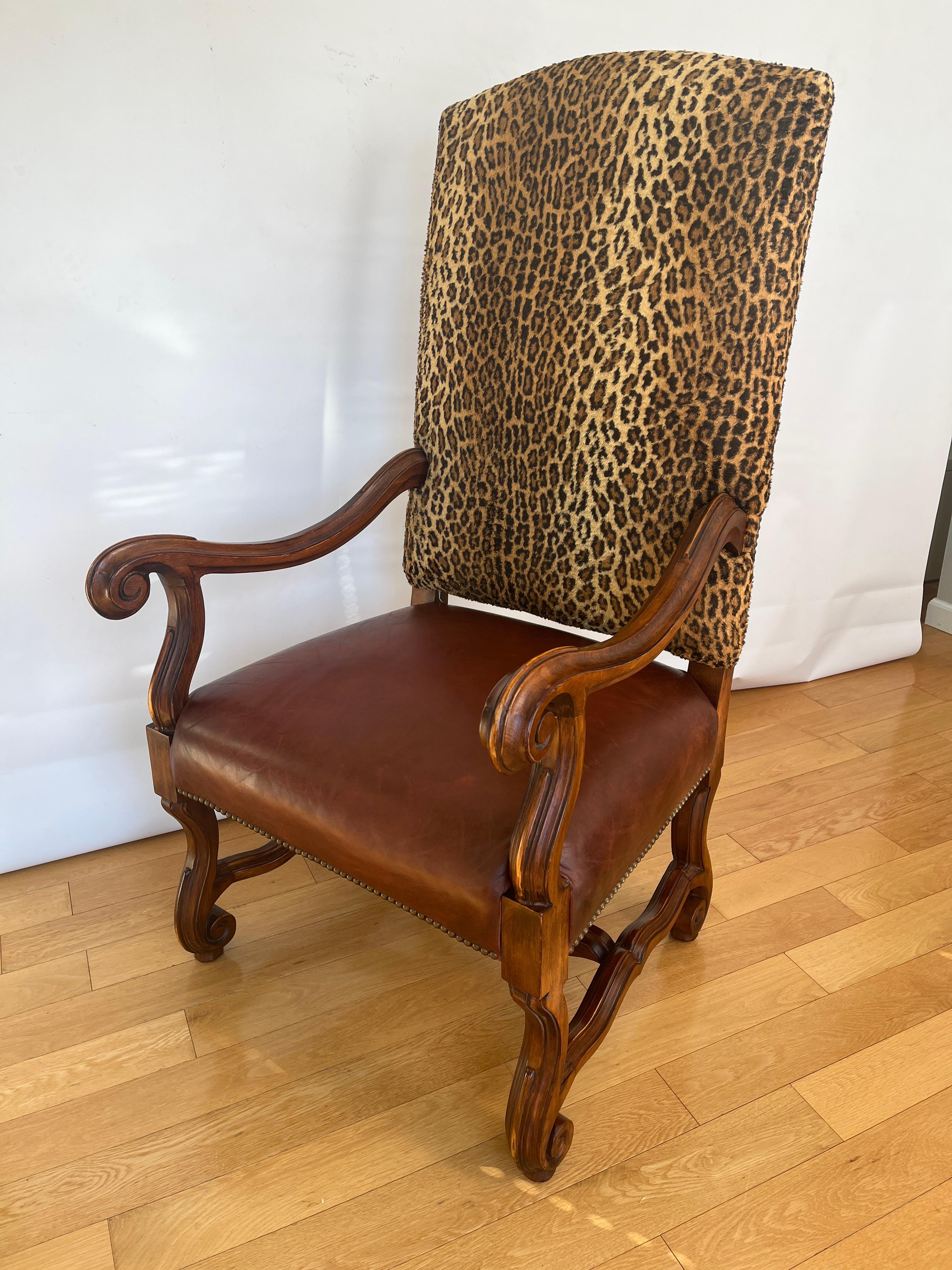 A beautiful and impressive Vintage Ralph Lauren Royal Leather & Leopard Armchair.