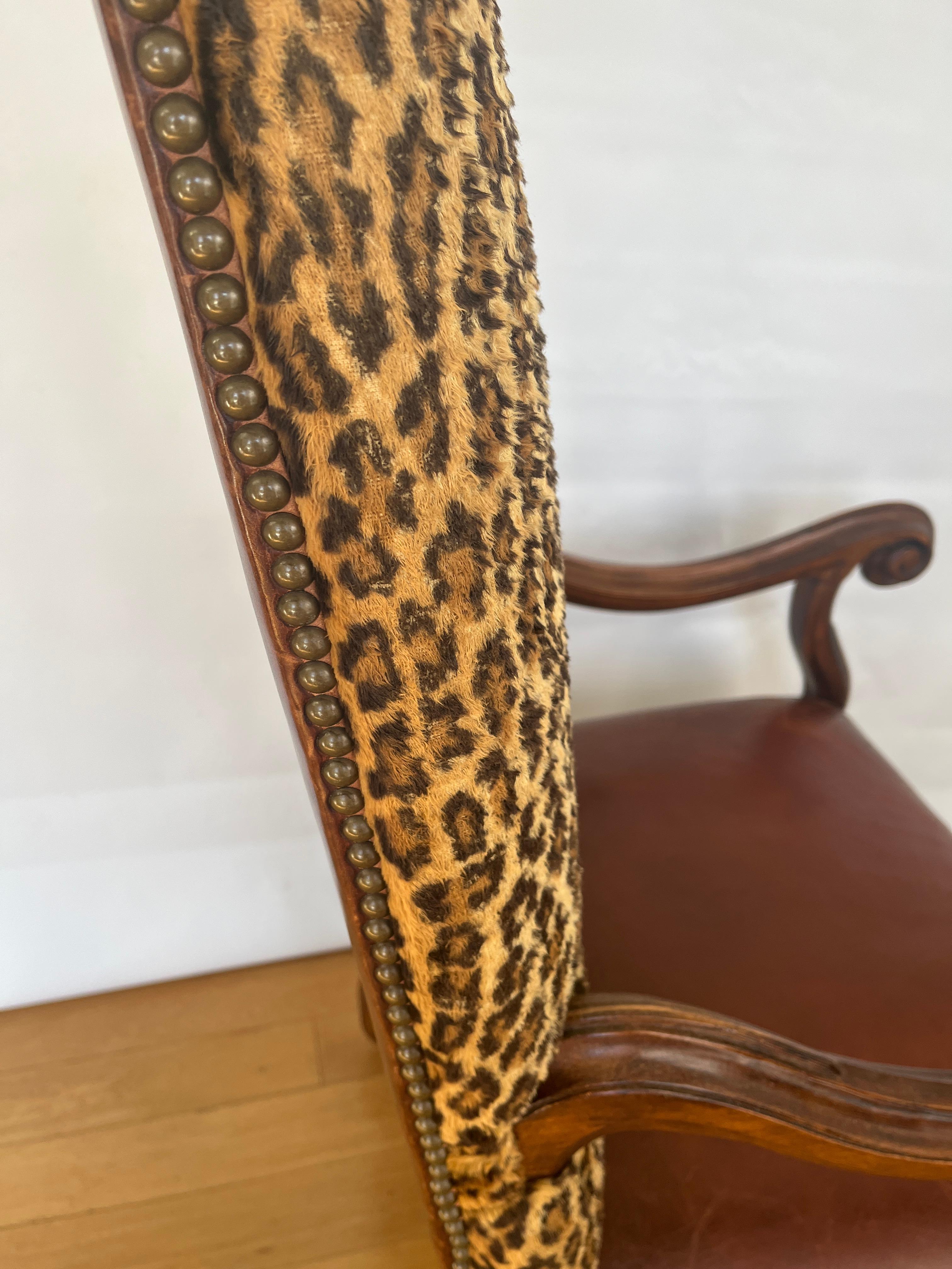 Vintage Ralph Lauren Royal Leather & Leopard Armchair 3