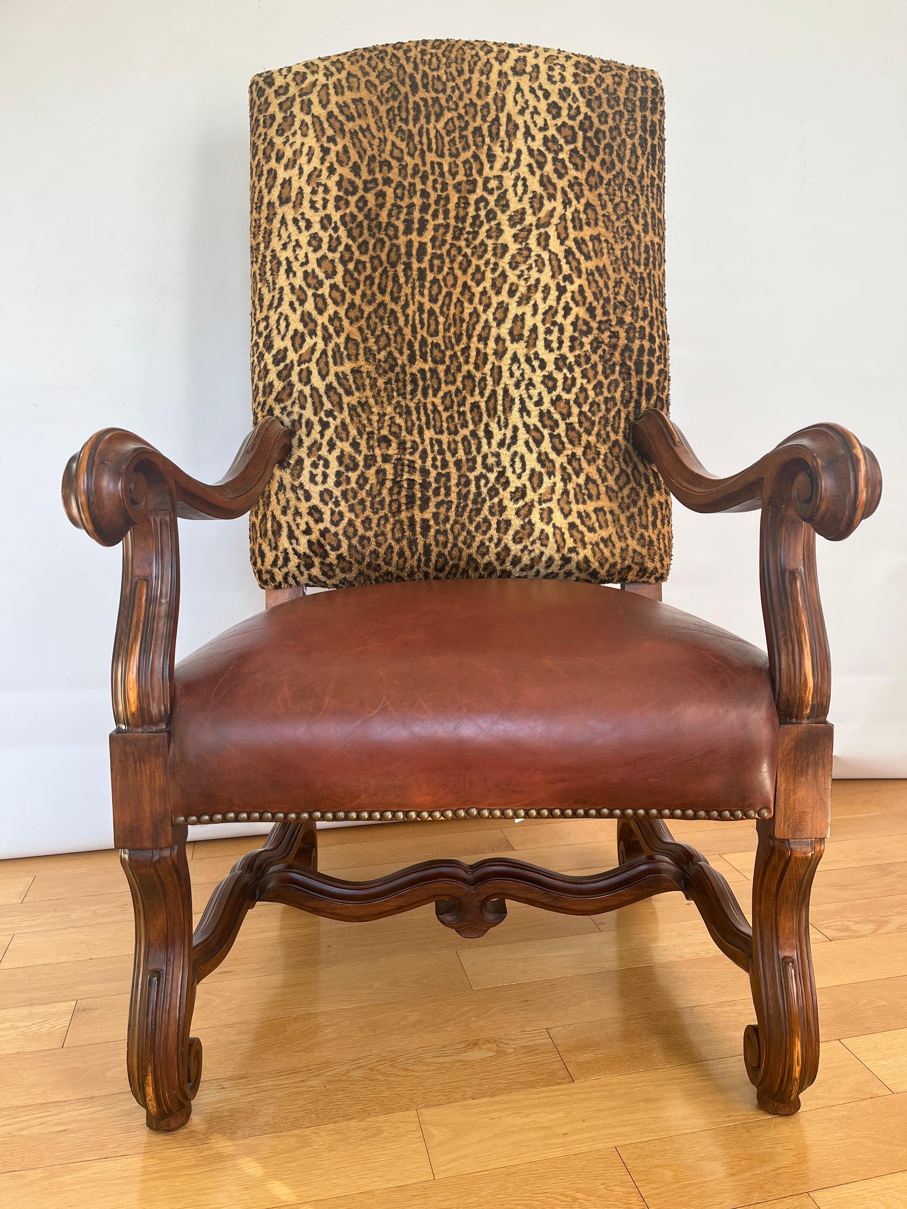 Vintage Ralph Lauren Royal Leather & Leopard Armchair 5