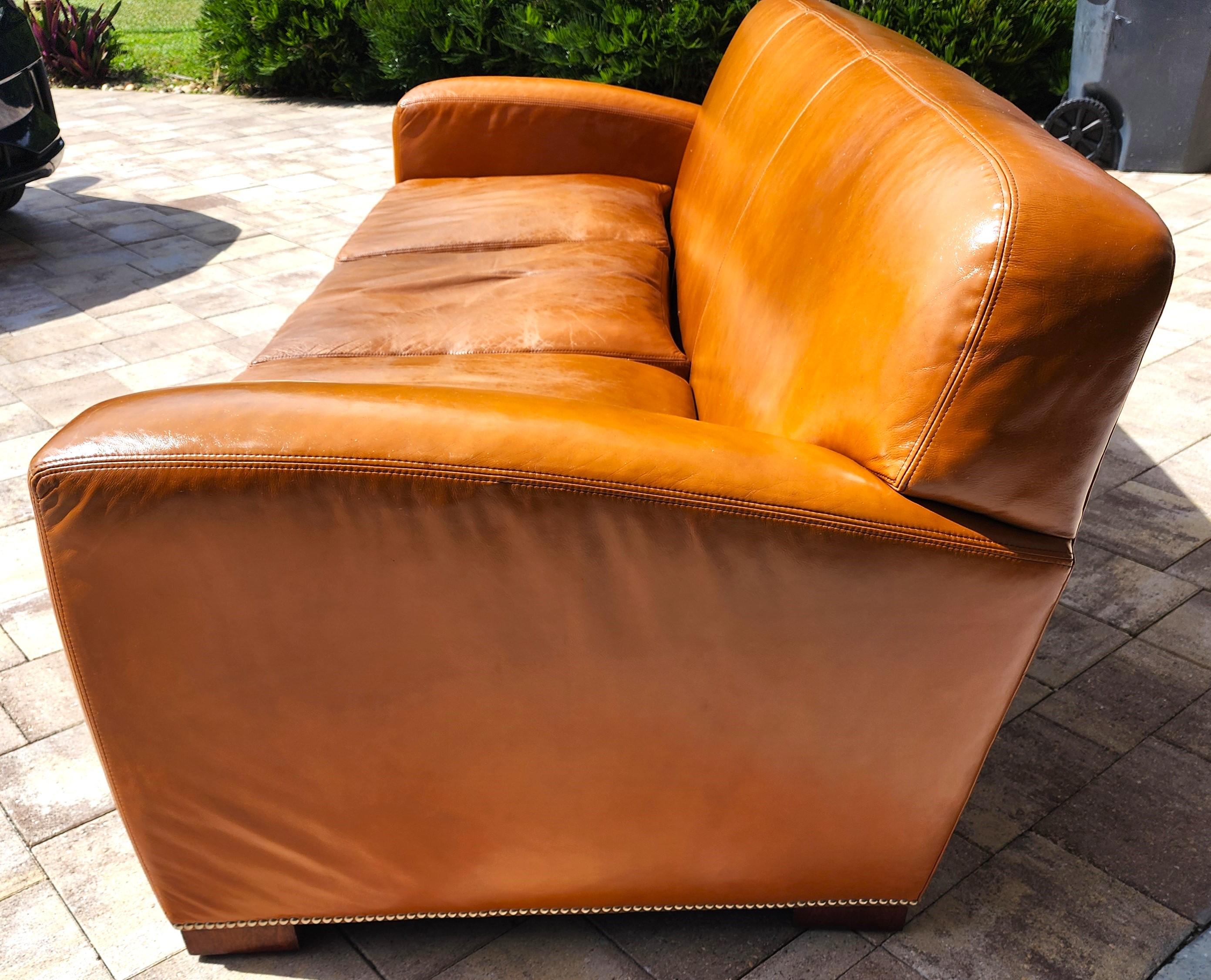 Vintage Ralph Lauren Saddle Leather Sofa 1980s 5