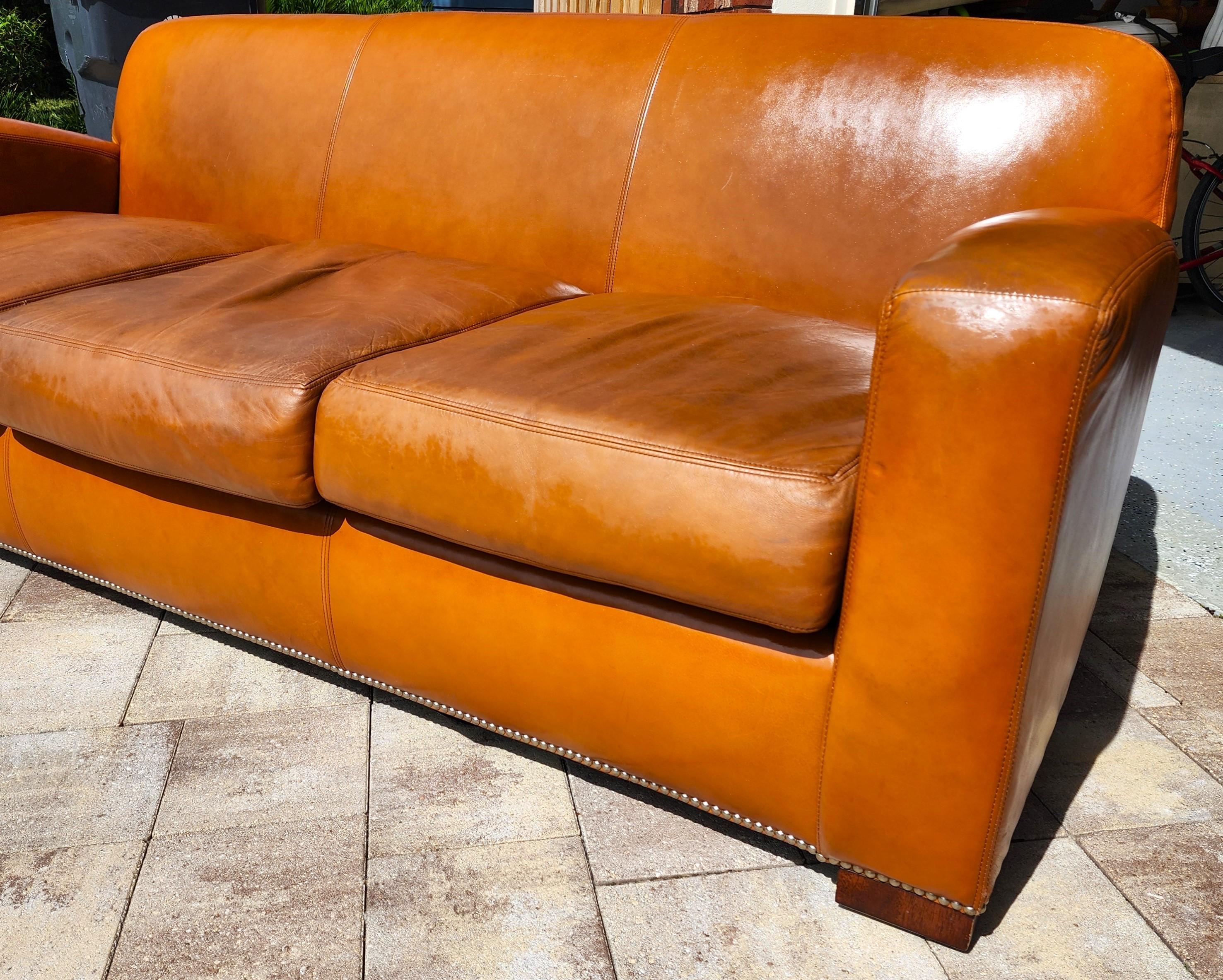 Vintage Ralph Lauren Saddle Leather Sofa 1980s 6